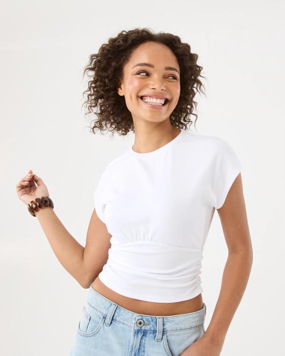 Short Sleeve Gathered Fitted T-shirt