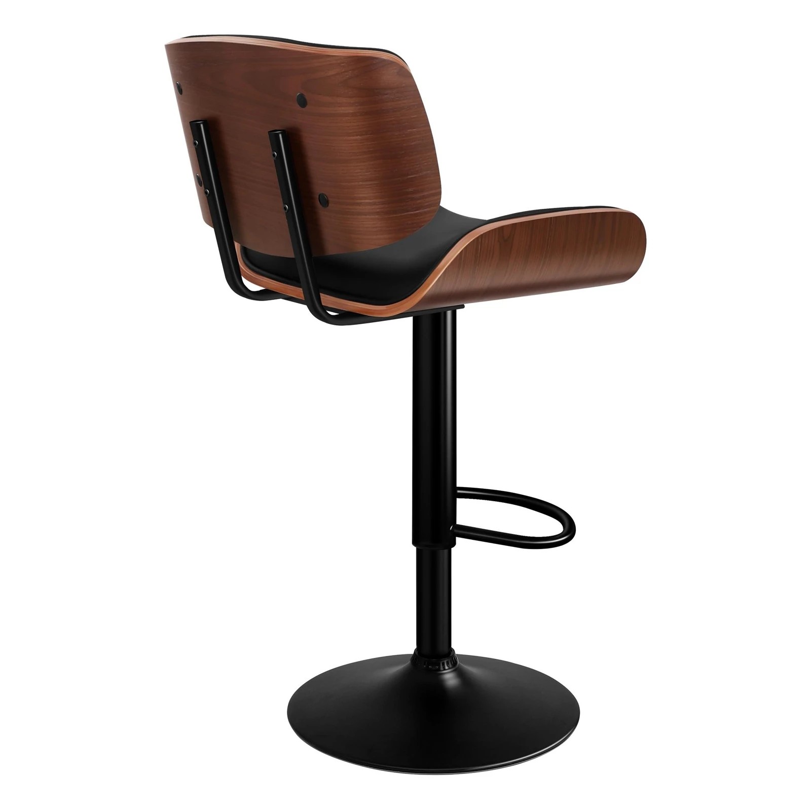 4 Alfordson 4x Bar Stool Kitchen Swivel Chair Wooden Leather Gas Lift - Black, 4 of 9