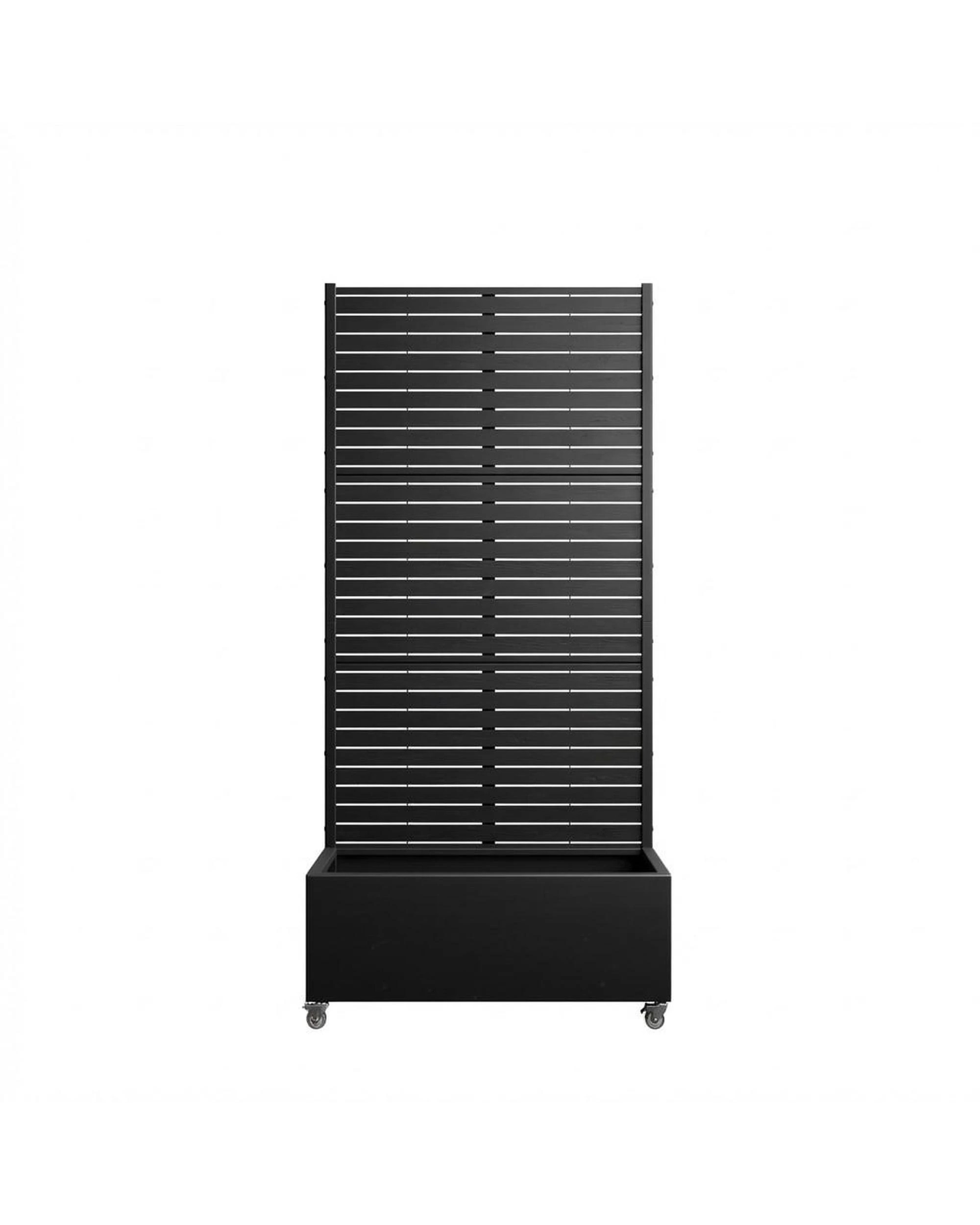 OAKORY 180cm Metal Planter Box with Privacy Screen and Lockable Wheels ...