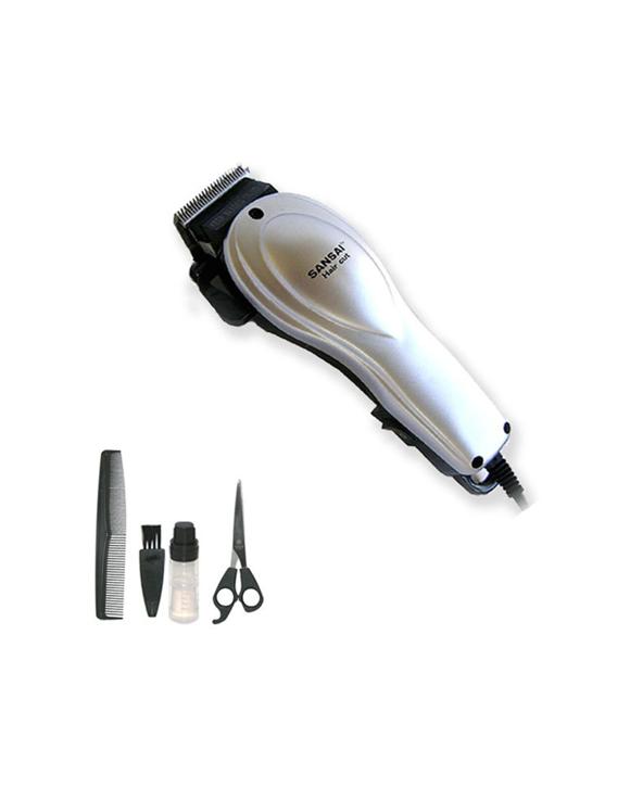 Sansai Professional Electric Corded Hair Clipper Trimmer Kit With Scissors - Silver