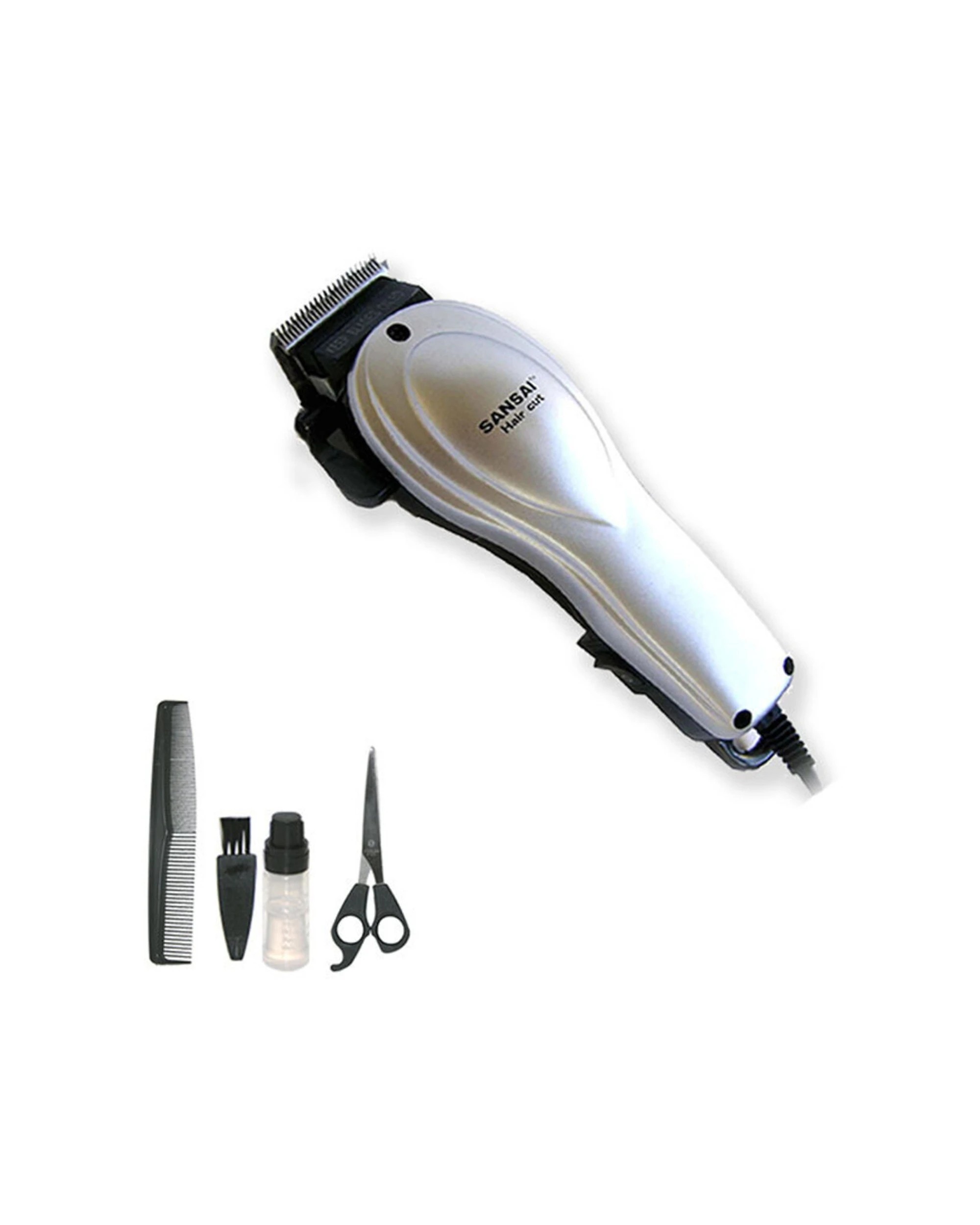 1 Sansai Professional Electric Corded Hair Clipper Trimmer Kit With Scissors - Silver, 1 of 1