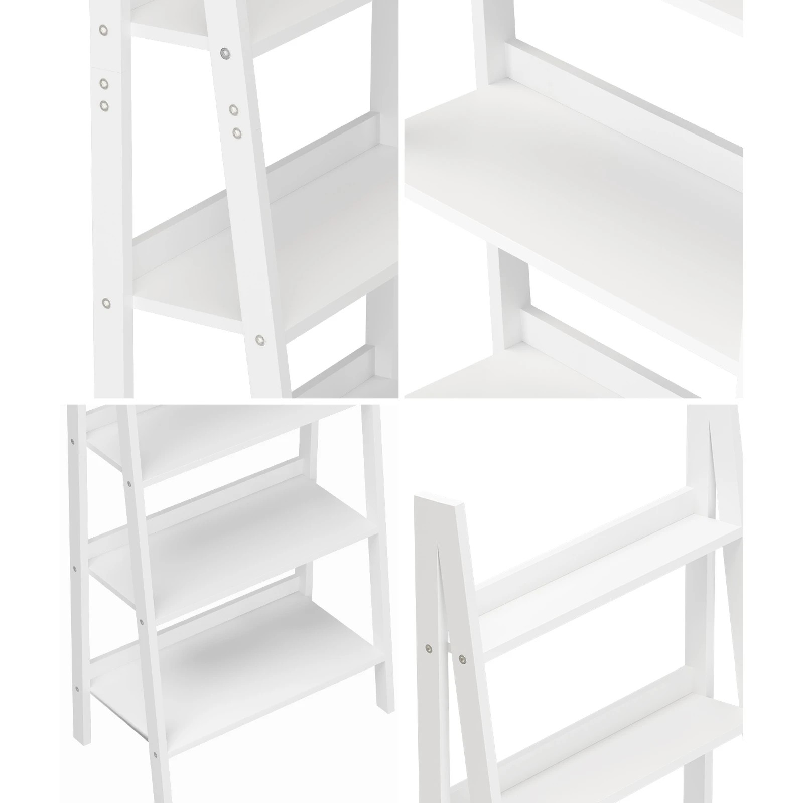 4 Oikiture Bookshelf 6 Tier Corner Ladder Shelf Home Storage Display Rack
 - White, 4 of 9