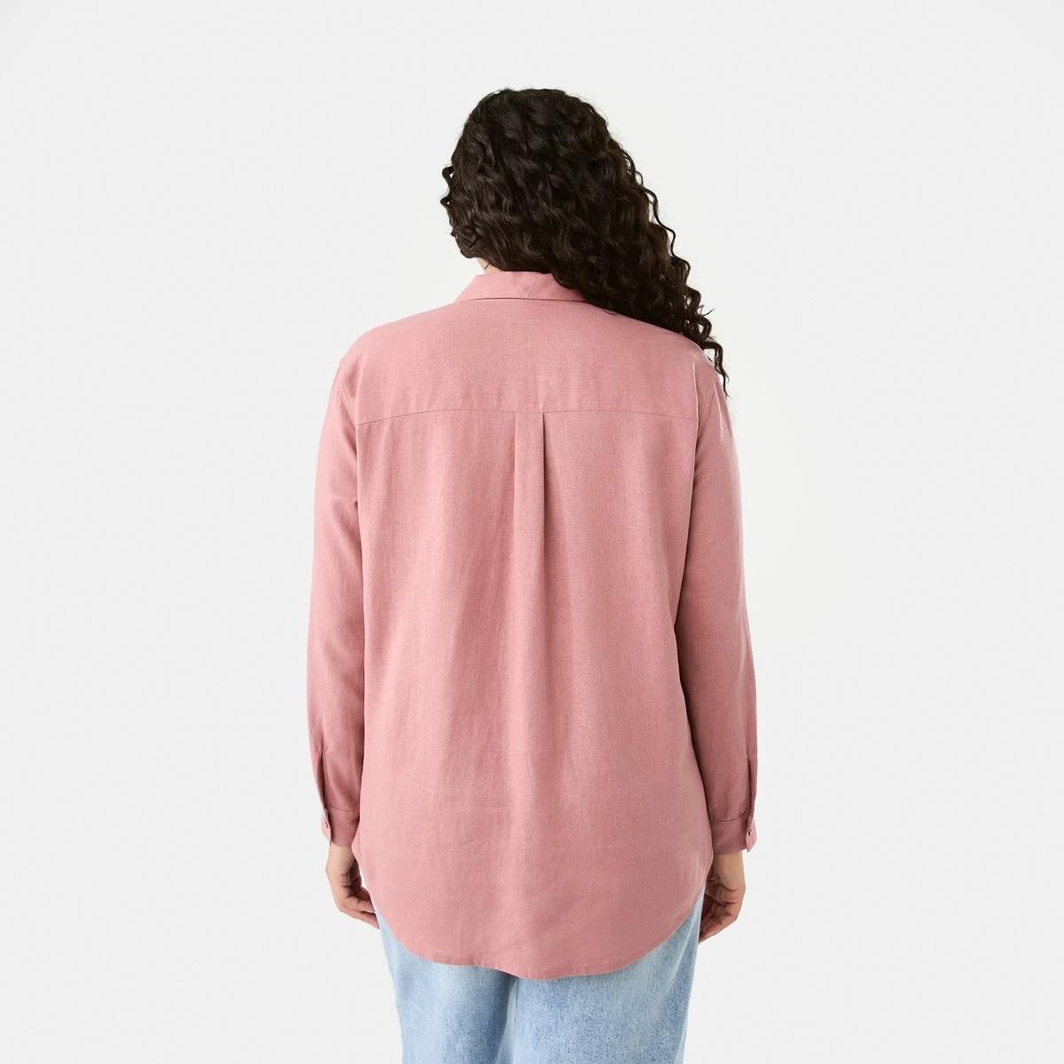3 Long Sleeve Linen Blend Shirt Soft Red, 3 of 8
