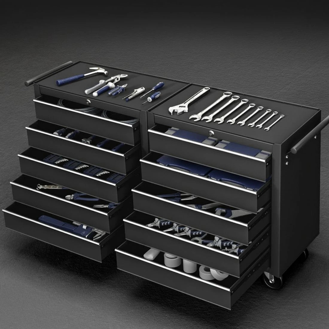 7 Giantz Tool Chest Trolley 10 Drawers Toolbox Storage - Black, 7 of 7