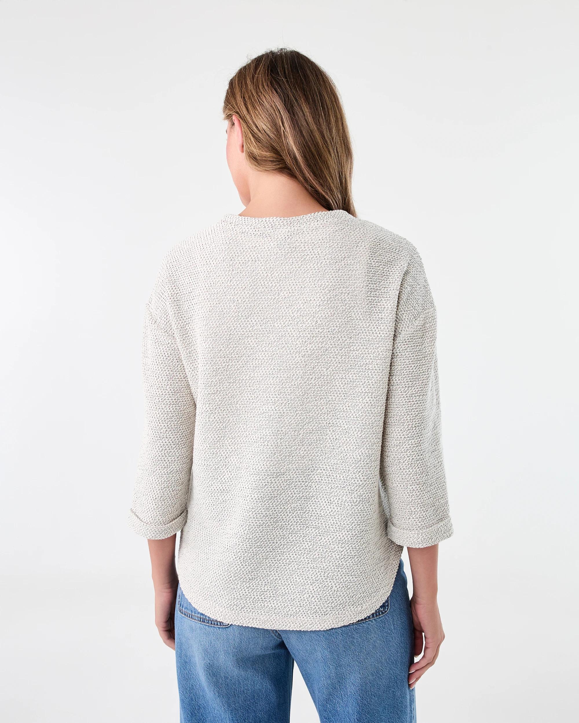 3 Long Sleeve Textured Split Hem Top Nat Beige, 3 of 7