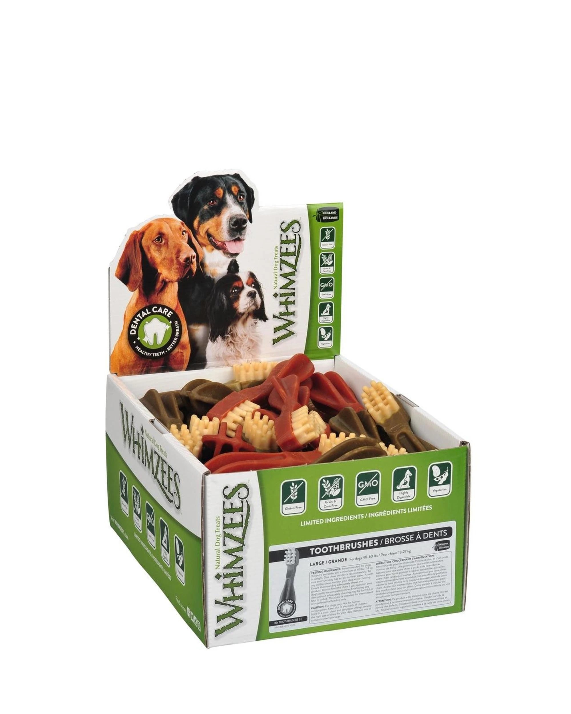 1 Whimzees Toothbrush Dental Care Dog Treat Display Box Large 30 Pack, 1 of 1