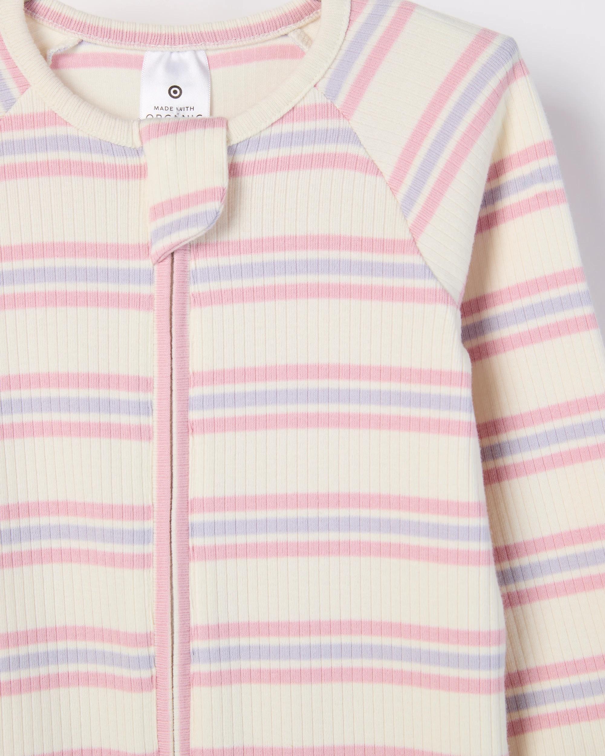 2 Target Baby Organic Cotton Rib Zip Footless Coverall PINK STRIPE, 2 of 2