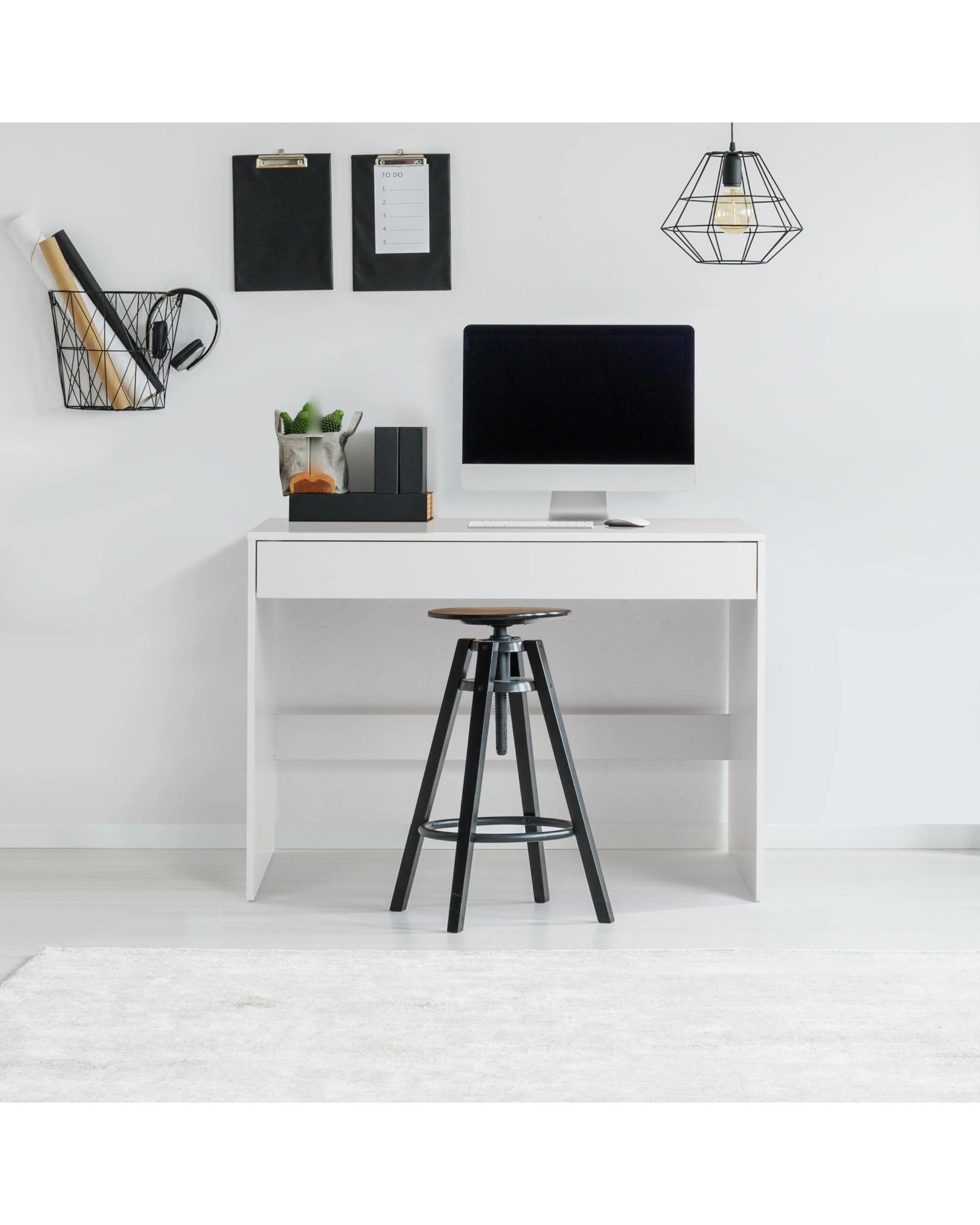 2 Kodu Belle Computer Desk Student Study Office Desk with Drawer - White, 2 of 8