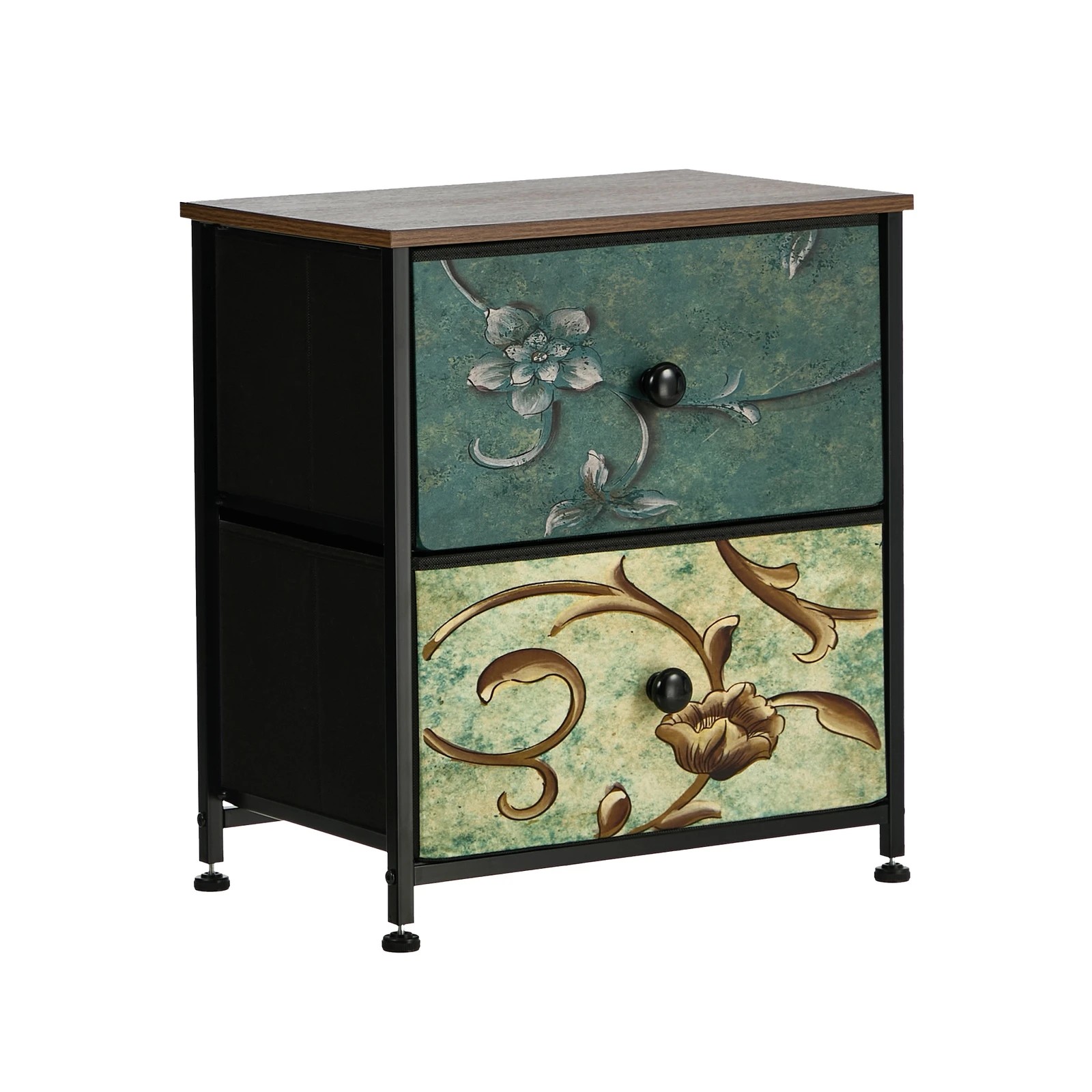 6 Oikiture 2pc Bedside Tables Fabric Storage Cabinet 2 Drawers Dresser Nightstand - Multi, 6 of 7