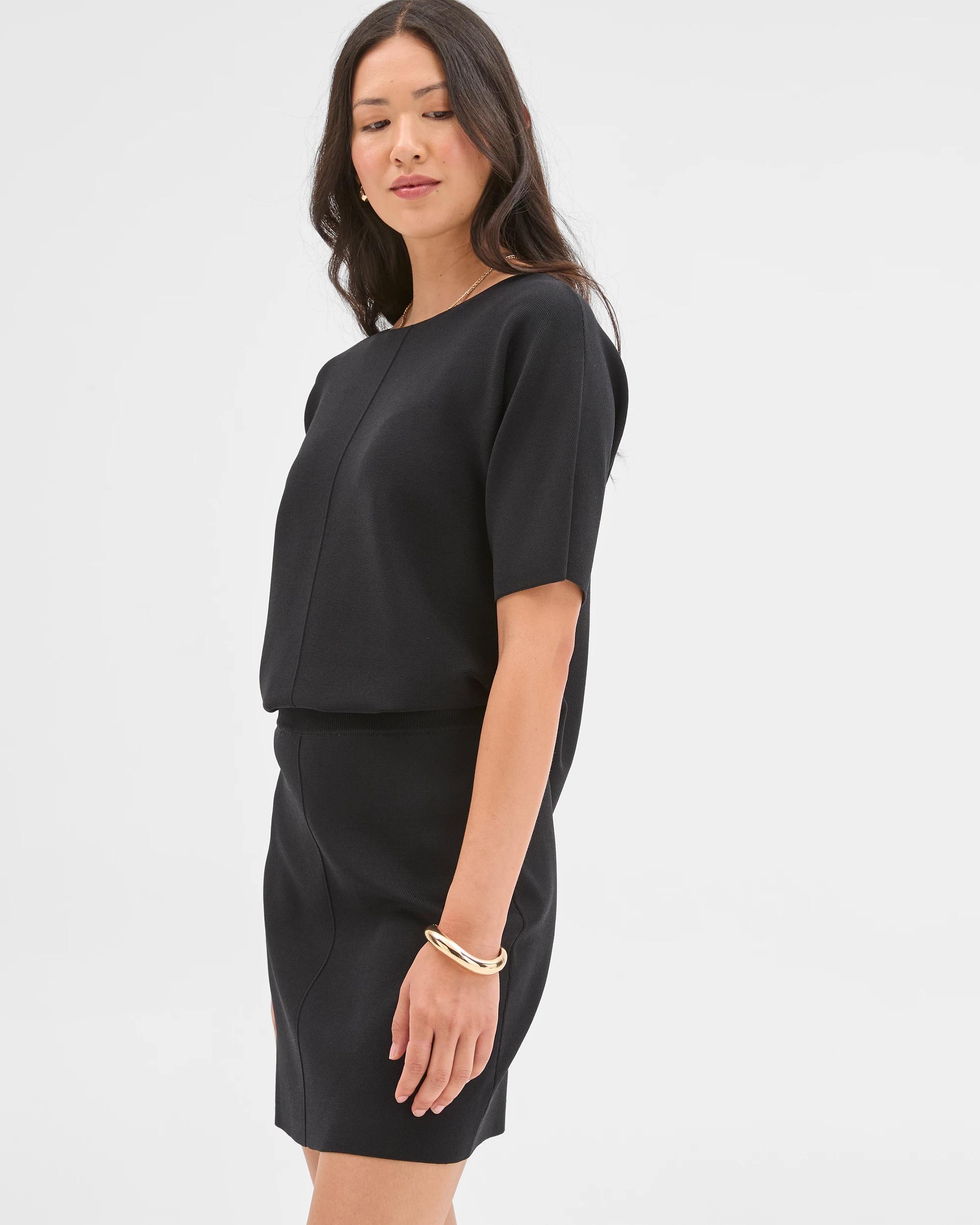 3 Preview Crepe Knit Mini Skirt BLACK, 3 of 6