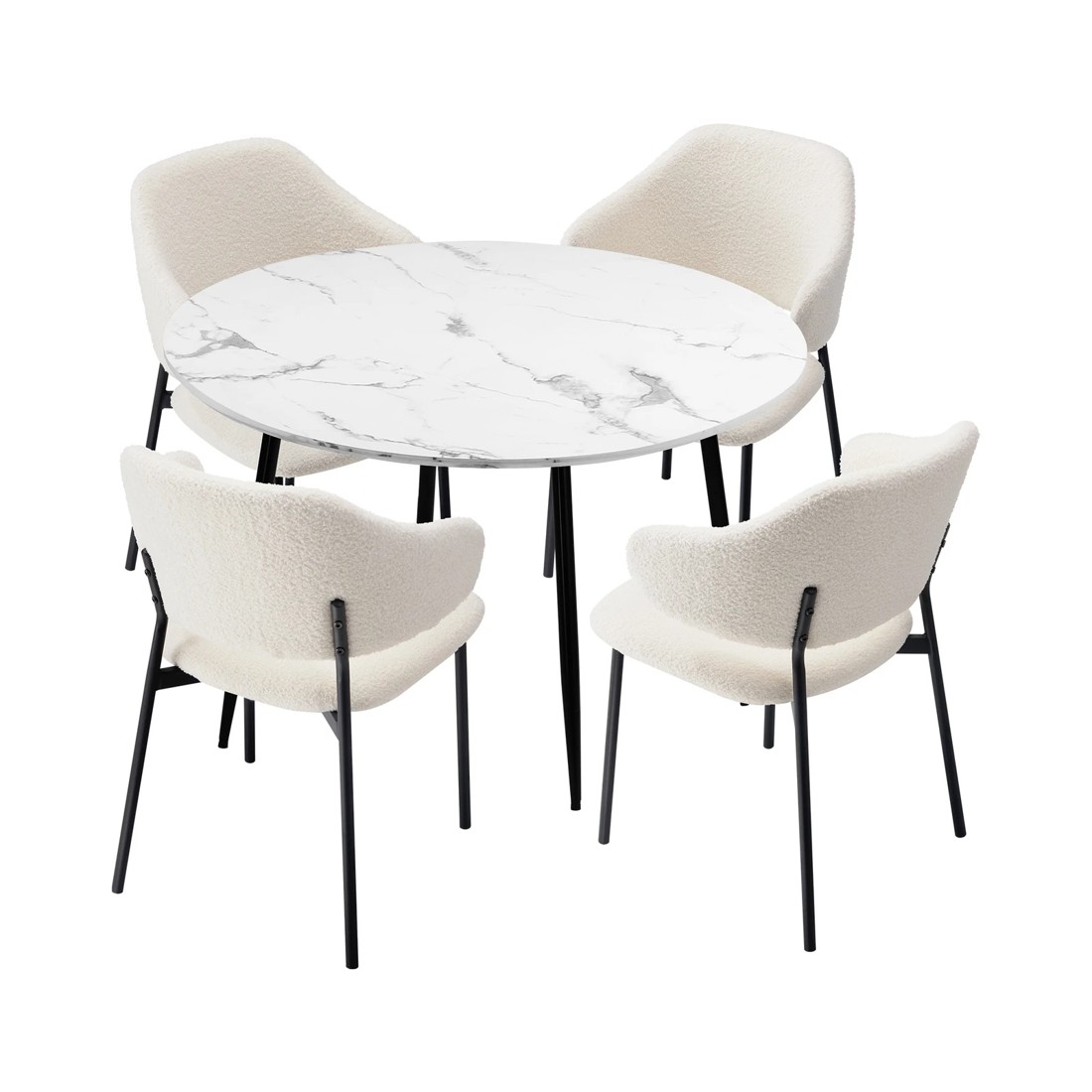 10 Oikiture 110cm Round Dining Table With 4pcs Dining Chairs Accent Sherpa
 - Multi, 10 of 10