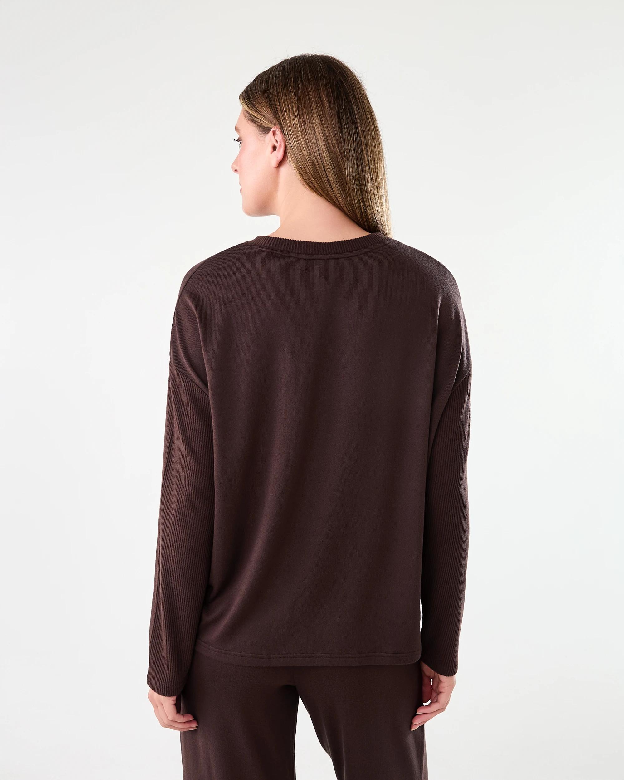 3 Super Soft Rib Sleeve Lounge Top Choc Chip, 3 of 6
