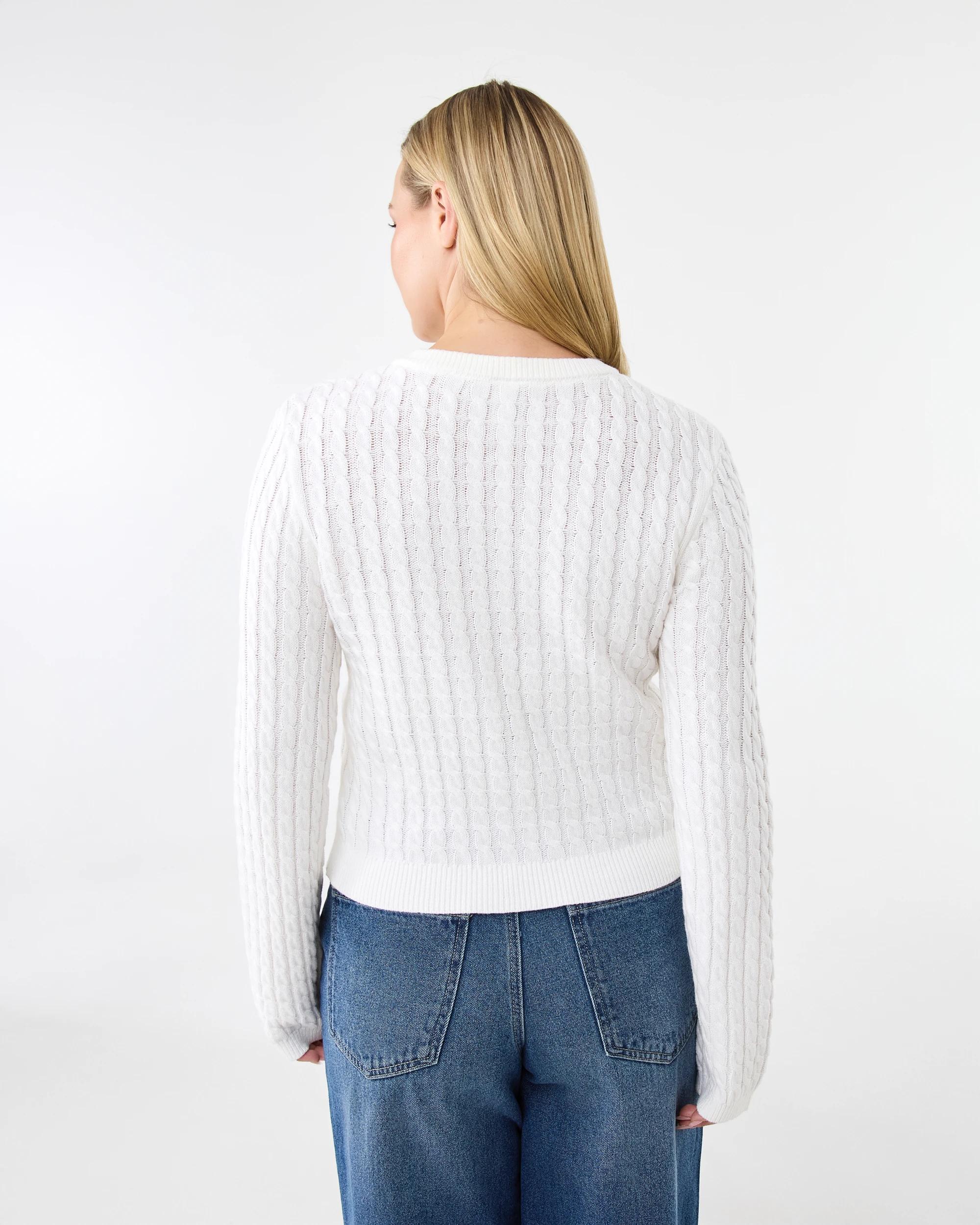 3 Long Sleeve Lightweight Cable Cardigan Cld White, 3 of 7