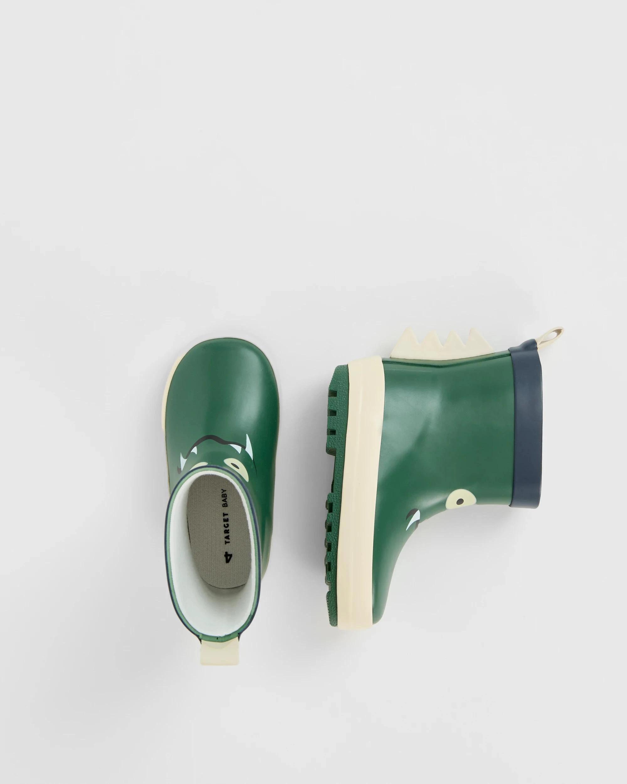 3 Target Baby First Walker Novelty Monster Rainboots GREEN, 3 of 3