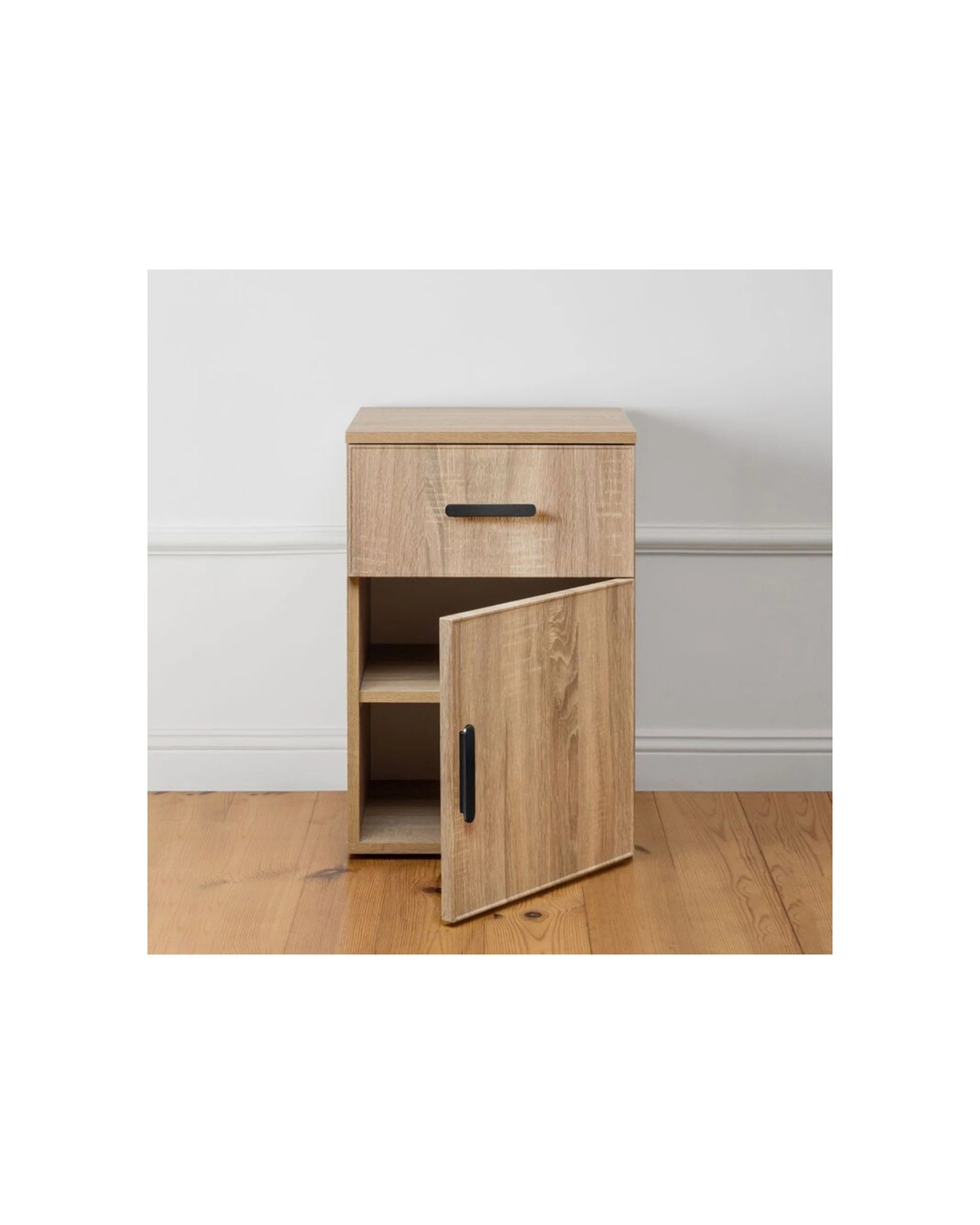 3 European Cabinetry Porto Oak Slim Bedside Table Oval Handle - Natural, 3 of 4