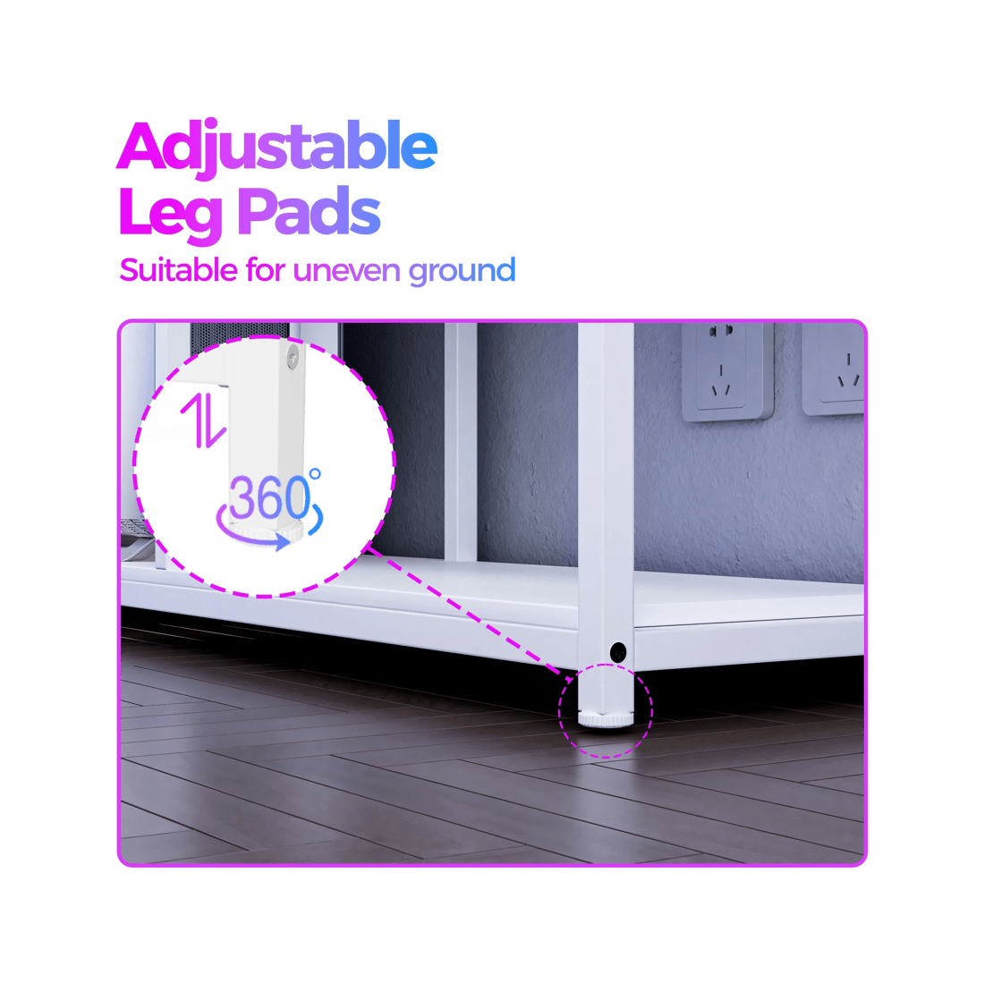 7 Advwin L Shaped Gaming Desk With Led Lights Reversible 148cm Computer Desk With 3 Drawers And Bookshelf White, 7 of 9