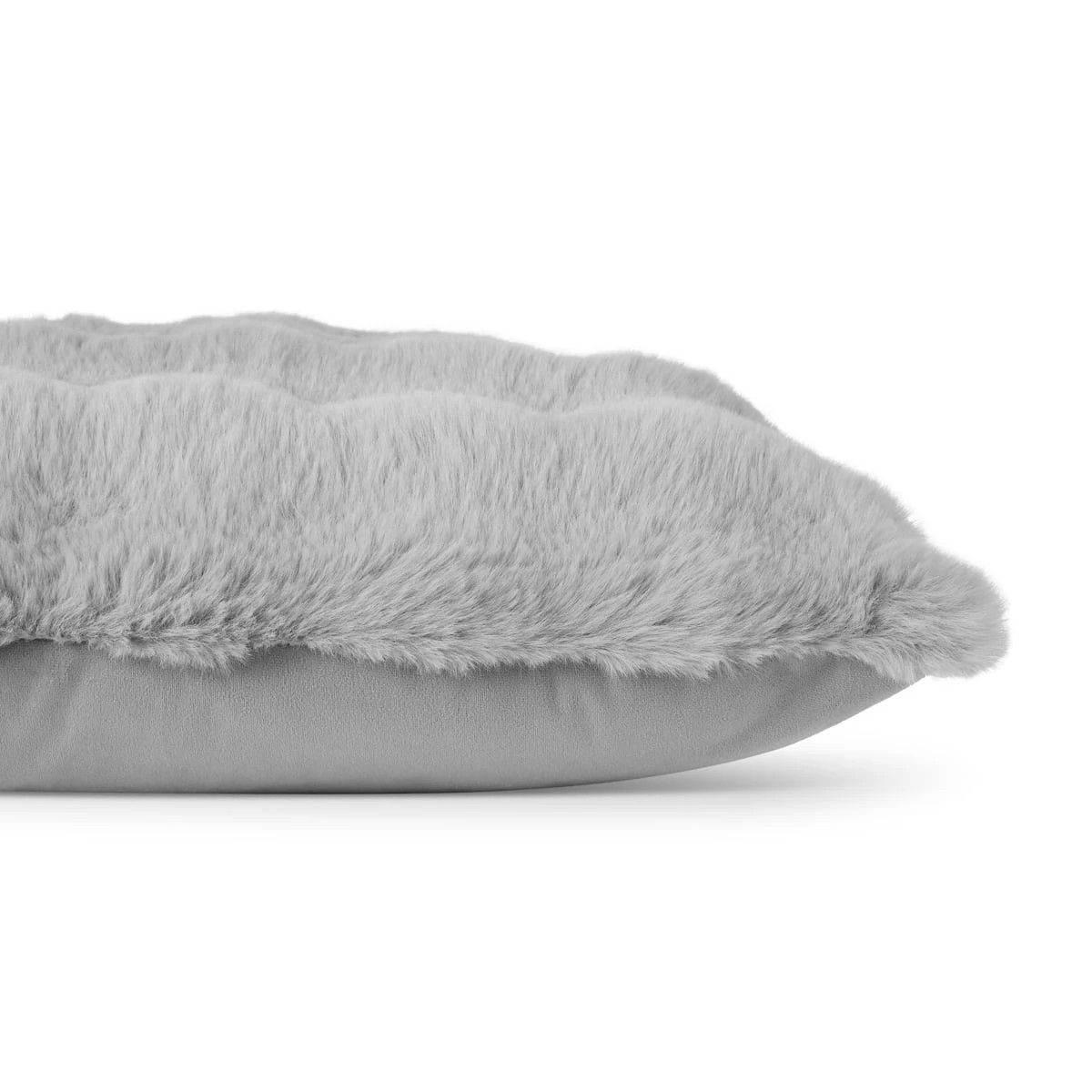 2 60cm Wave Faux Fur Cushion - Grey, 2 of 4