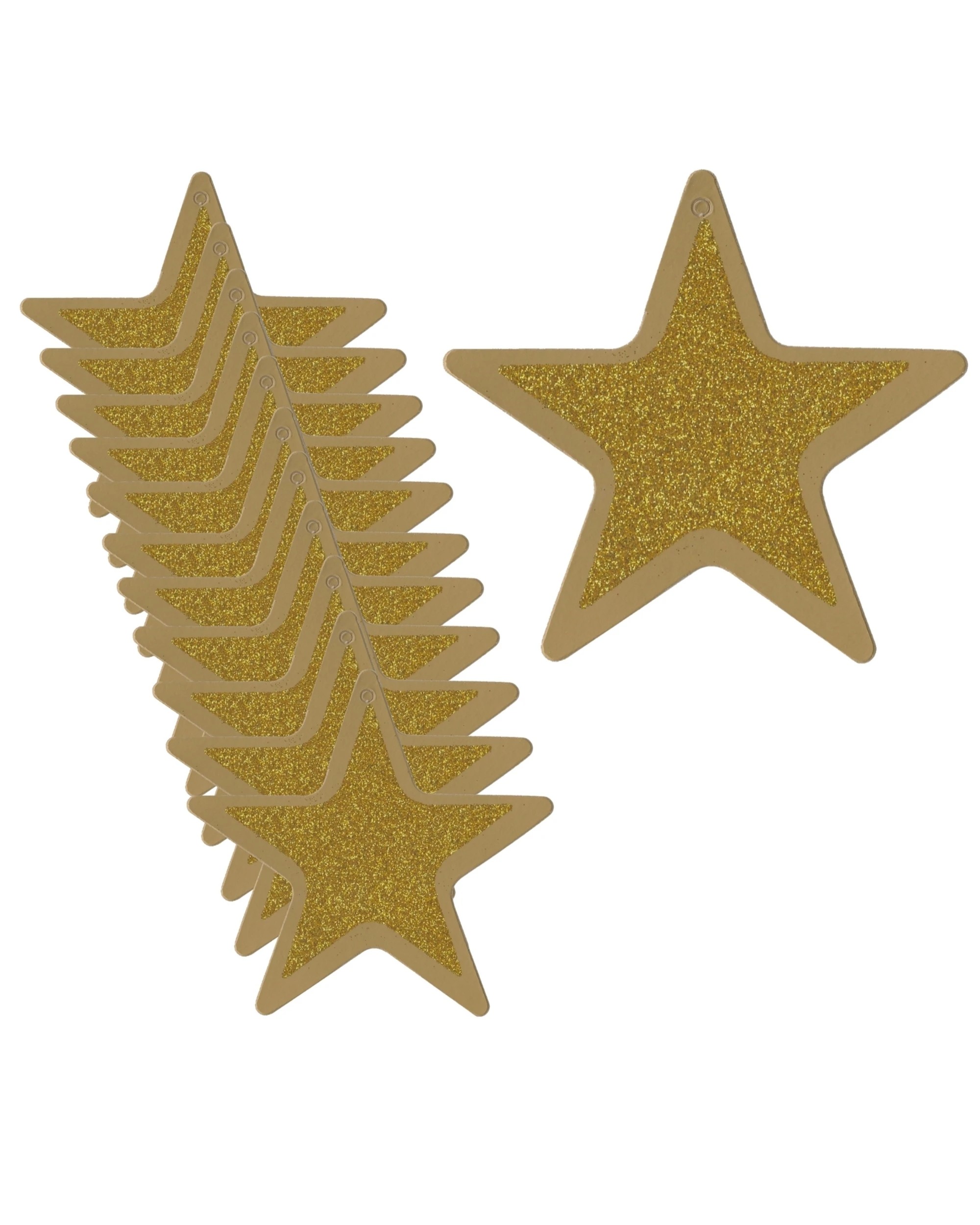 1 Alpen Small Gold Glitter Star Decorations Pack of 12 - Gold, 1 of 1