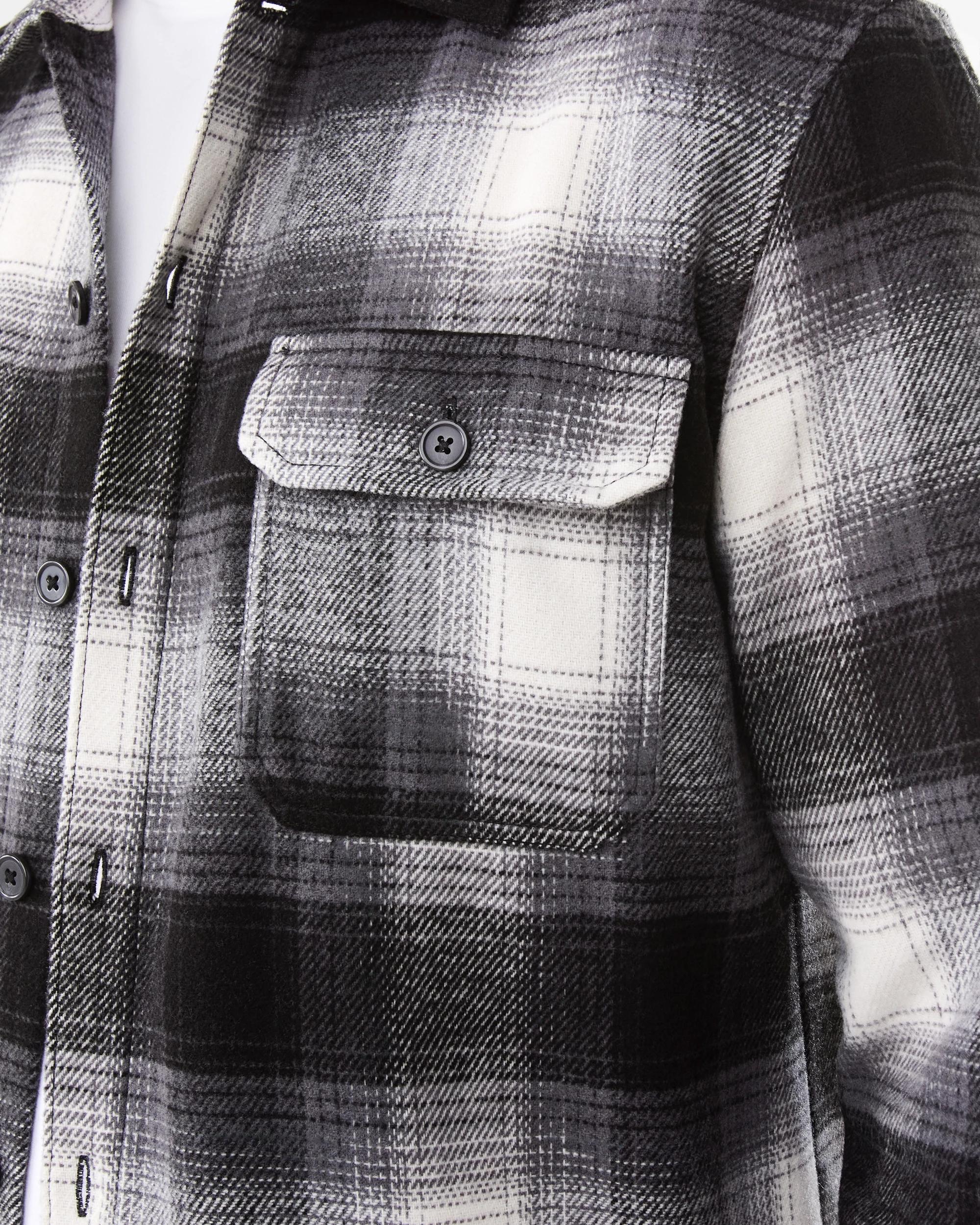 7 Long Sleeve Check Overshirt Blk Check, 7 of 9