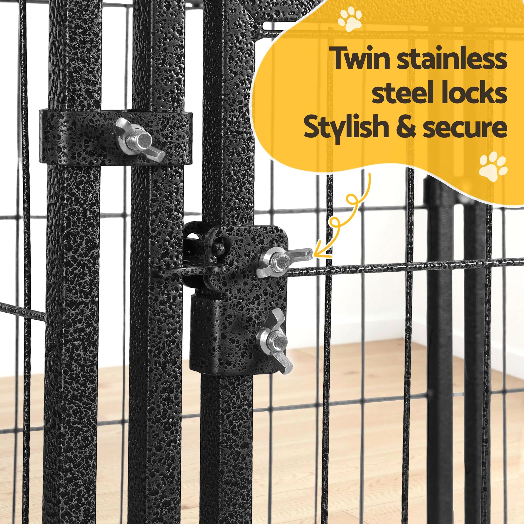 7 i.Pet Large Dog Crate Cage Playpen 129cm Puppy Pen Pet Enclosure 50'' - Black, 7 of 9