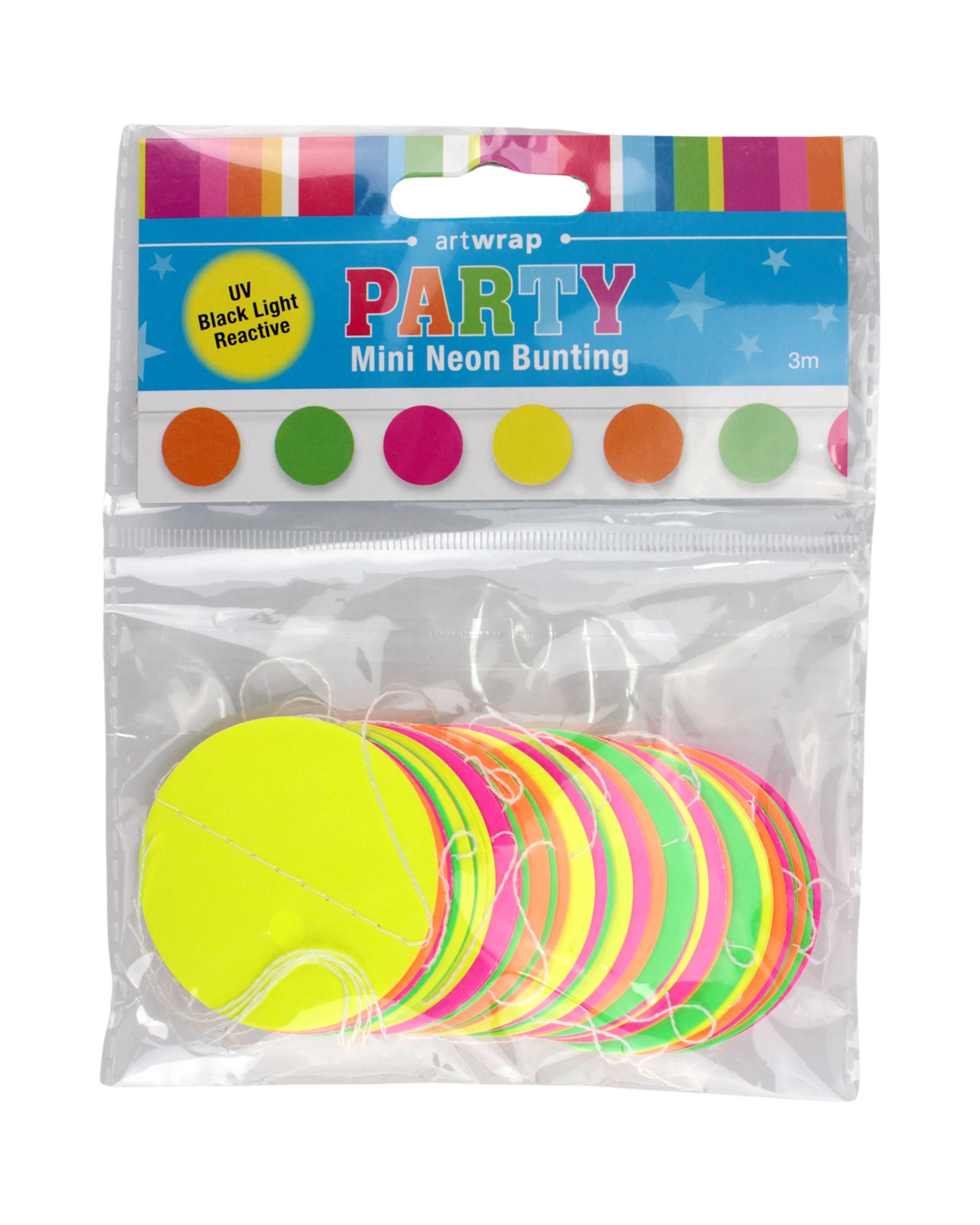 2 Artwrap Mini Neon UV Party Circles Banner 3m - Assorted, 2 of 3