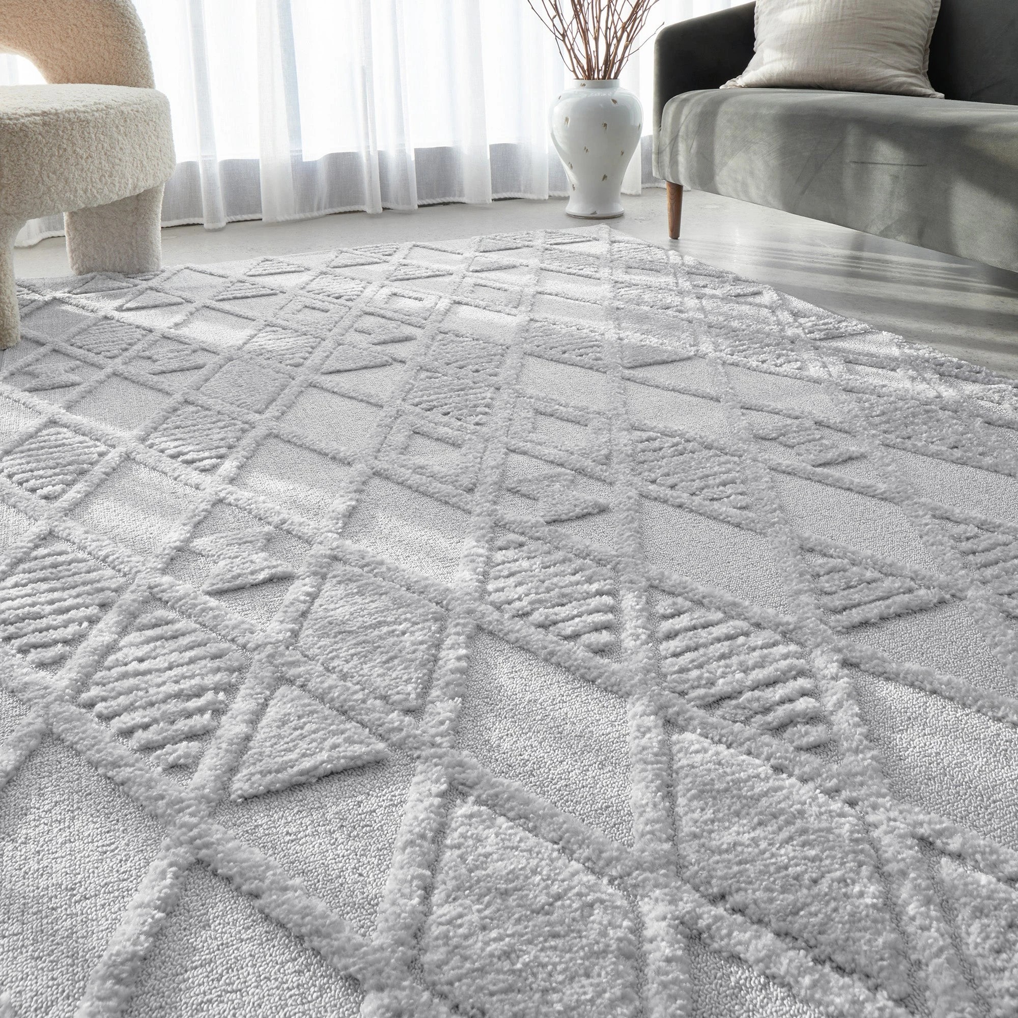 2 Common Ground Rugs Safflower Lisa 330x240cm - Extra Large Floor Rug - Silver, 2 of 7