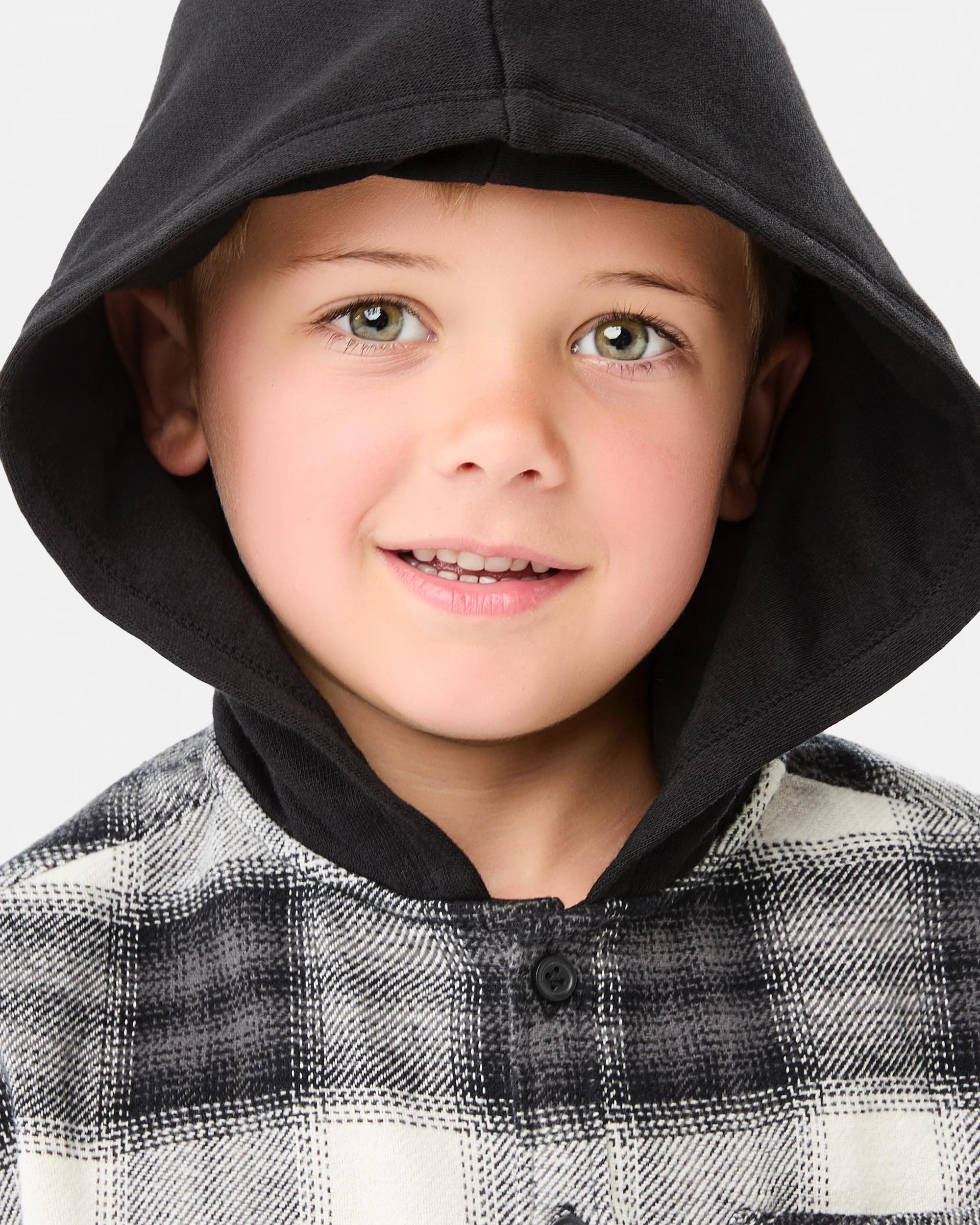 4 Yarn Dye Flannel Shirt with Hood Plaid Fd, 4 of 8