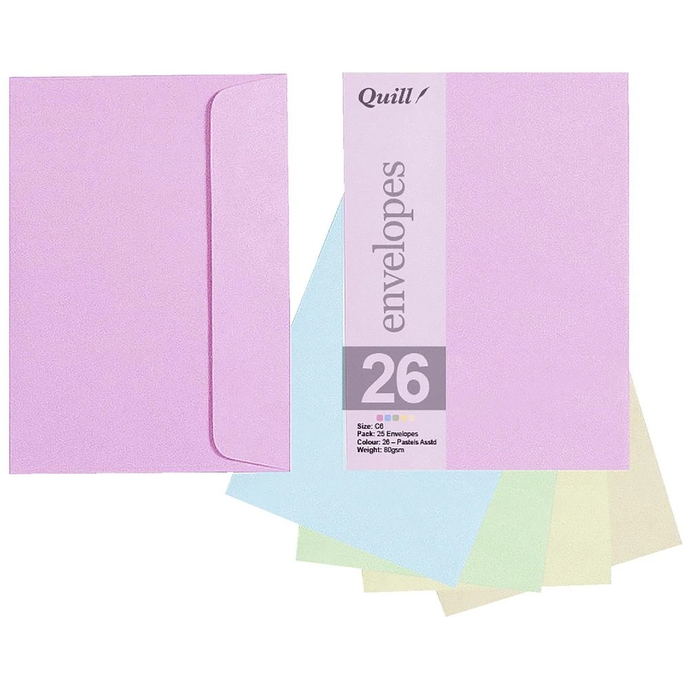 4 Quill C6 Envelopes Pastel Assorted 25 Pack, 4 of 4