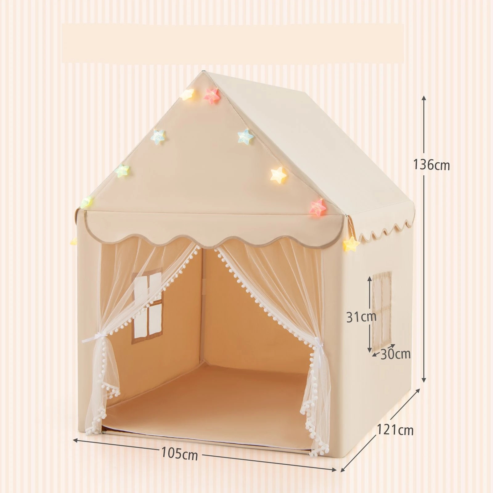 5 Costway Kids Play Tent Fairy Castle w/Star & Mat, 5 of 5