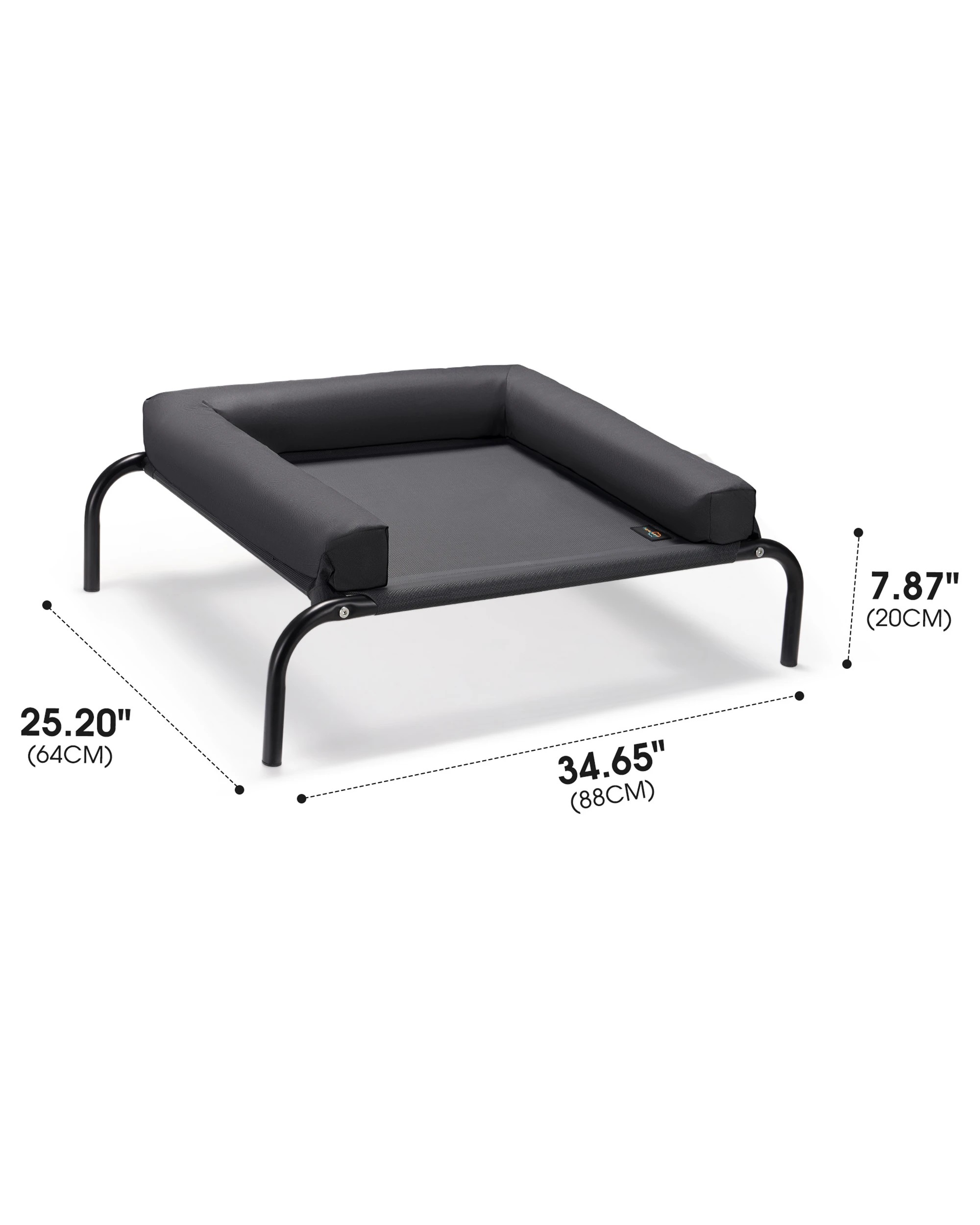 8 Petzly 64x88cm Elevated Trampoline Bolster Raised Pet Dog Bed Black, 8 of 8