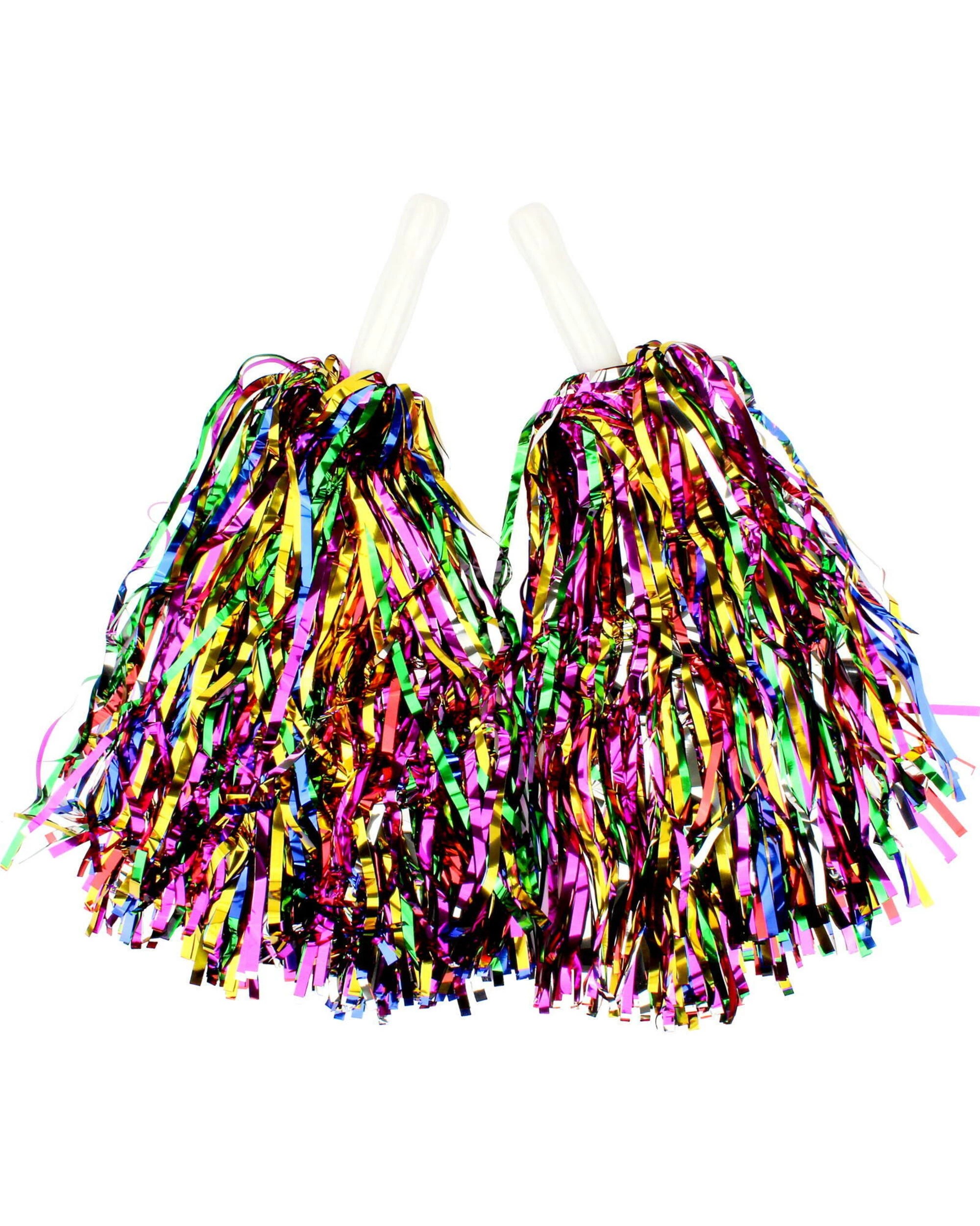 1 Partyrama Metallic Rainbow Foil Pom Poms Set of 2 - Rainbow, 1 of 1
