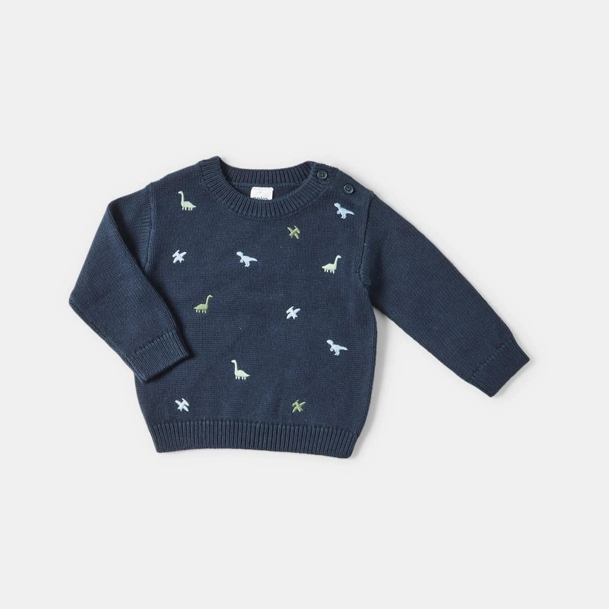 1 Applique Knit Top Nvy Dino, 1 of 3
