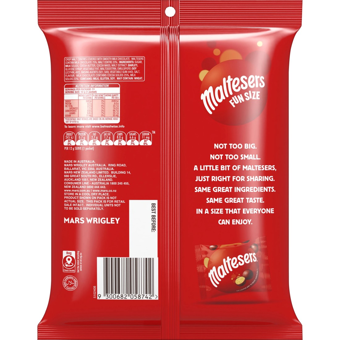 2 Maltesers 11 Piece Milk Chocolate Fun Size Share Pack 132g, 2 of 5