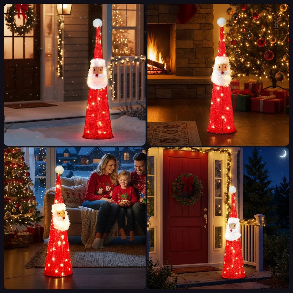 2 AUSWAY Christmas Lights Decorations Santa Claus Face 30 LED Strip Home, 2 of 7
