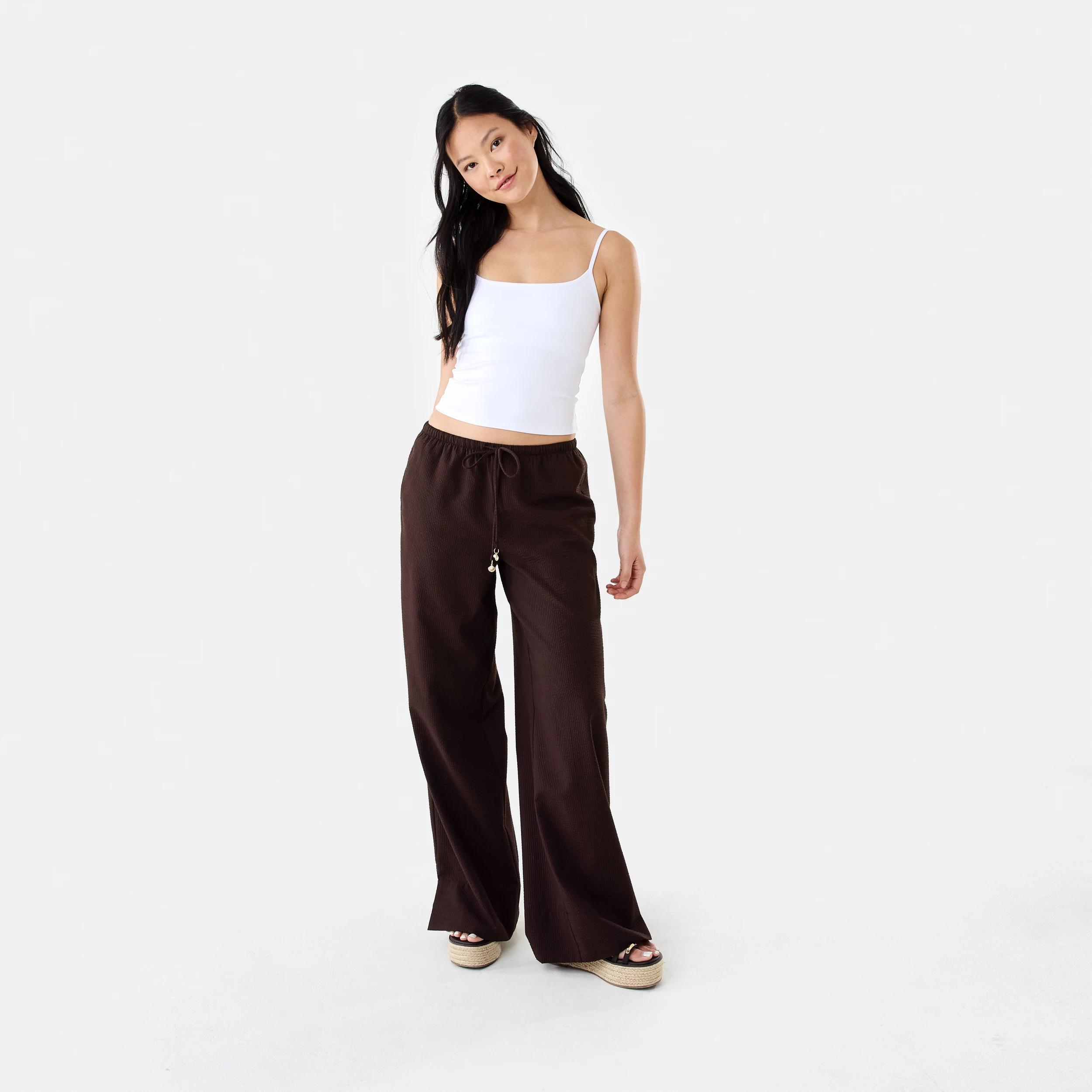 2 Pull-On Textured Pants Choc Plum, 2 of 7