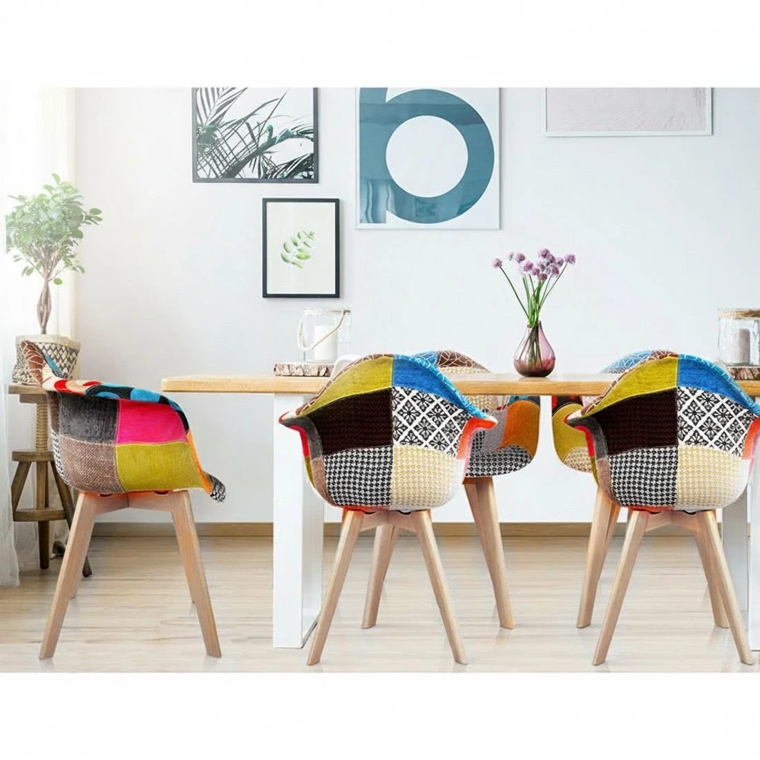 7 Artiss Dining Chairs Set of 4 Fabric Retro Replica DSW - Multi, 7 of 7