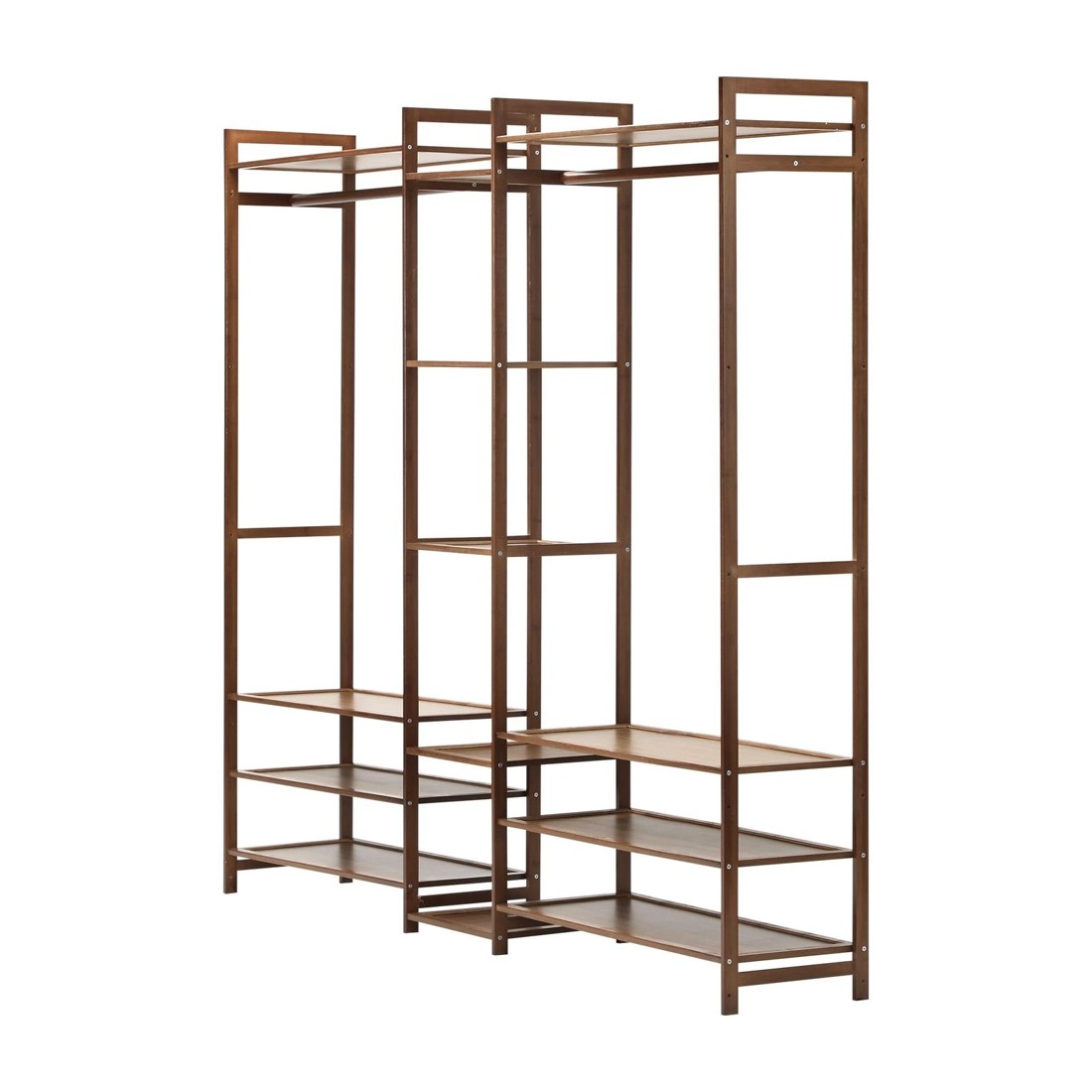7 Oikiture Clothes Rack Open Wardrobe Garment Coat Hanging Rail Bamboo 13 Shelves
 - Natural, 7 of 10