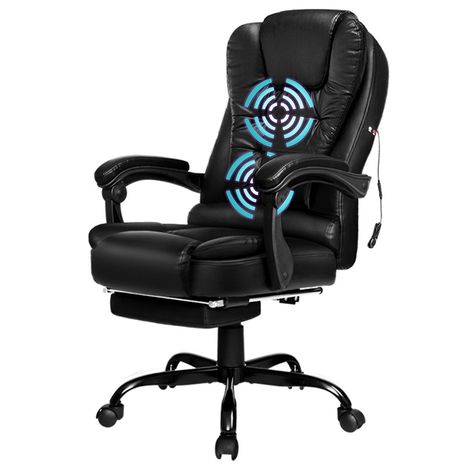 1 Alfordson Massage Office Chair FOOTREST Executive Gaming Racing Seat PU Leather - Black, 1 of 10