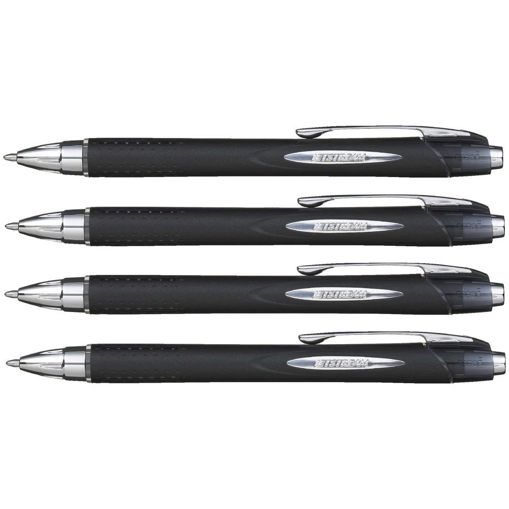 2 Uni Jetstream Retractable Rollerball Pens Black 4 Pack, 2 of 2