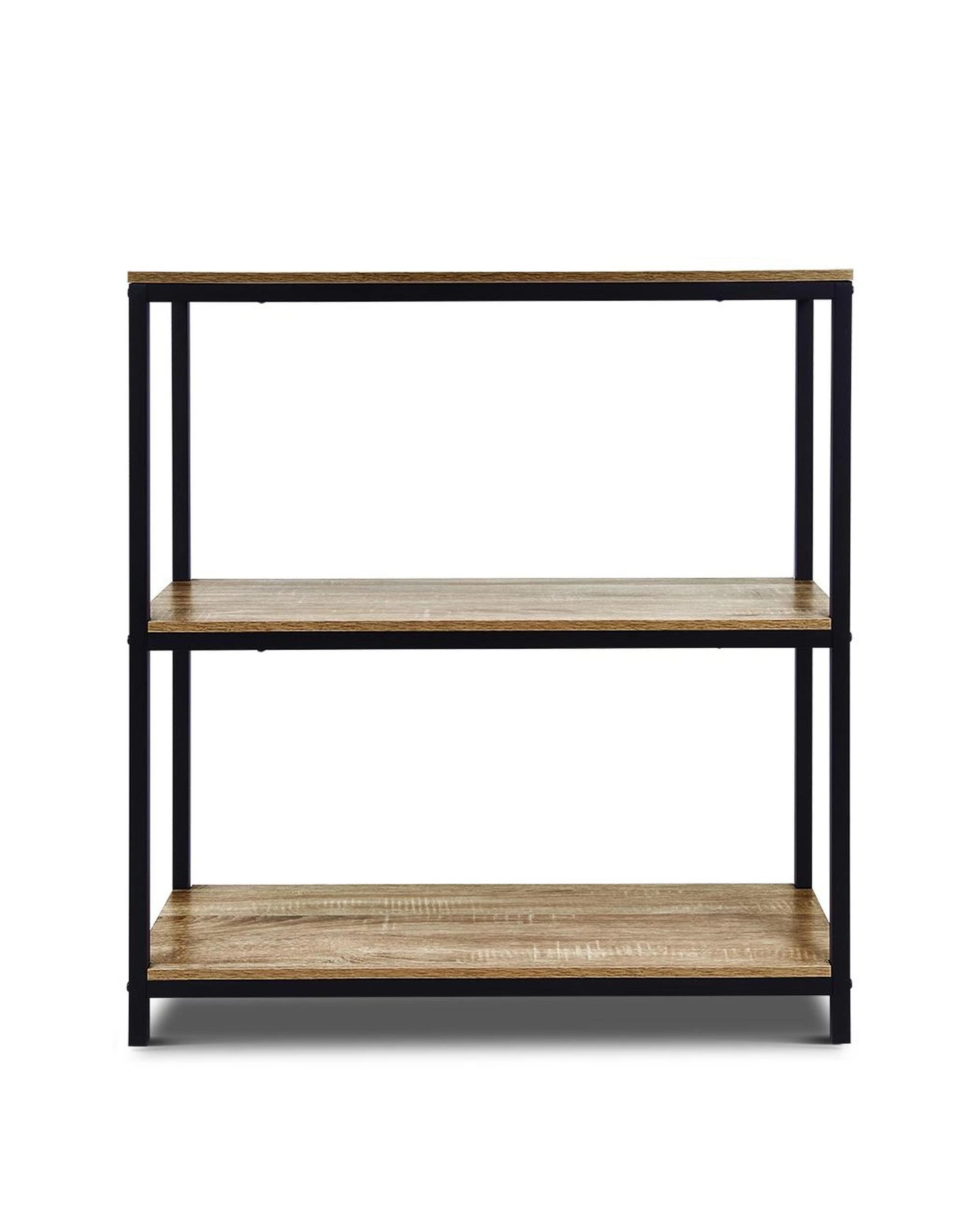 3 Rome Set of 2 Industrial Style 3-Tier Storage Bookshelf Oak, 3 of 10