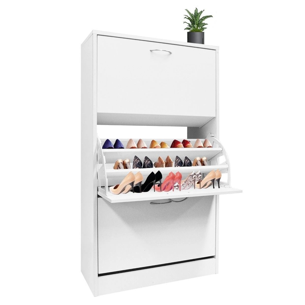 1 Ausway Modern 3-Drawer Shoe Cabinet Shoe Organizer Rack, 1 of 6