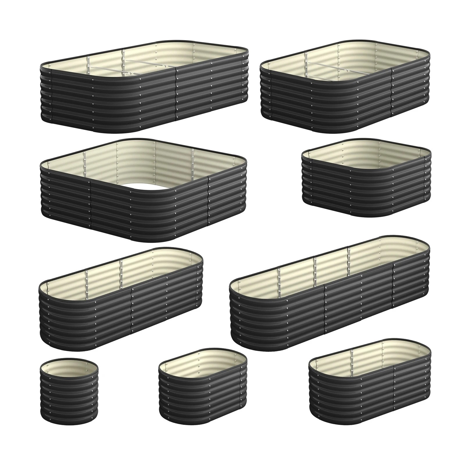 7 Livsip 9-IN-1 Raised Garden Bed Modular Kit Planter Oval Galvanised Steel 56CM H - Grey, 7 of 7