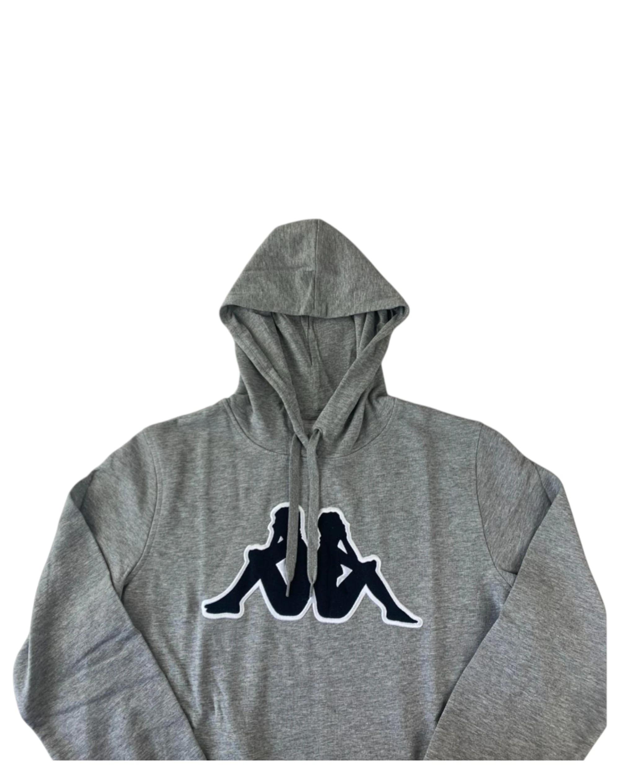 4 Kappa 2 Pack Mens Logo Tairiti Hooded Sweater 902 Pullover Hoodie GREY/BLACK, 4 of 4