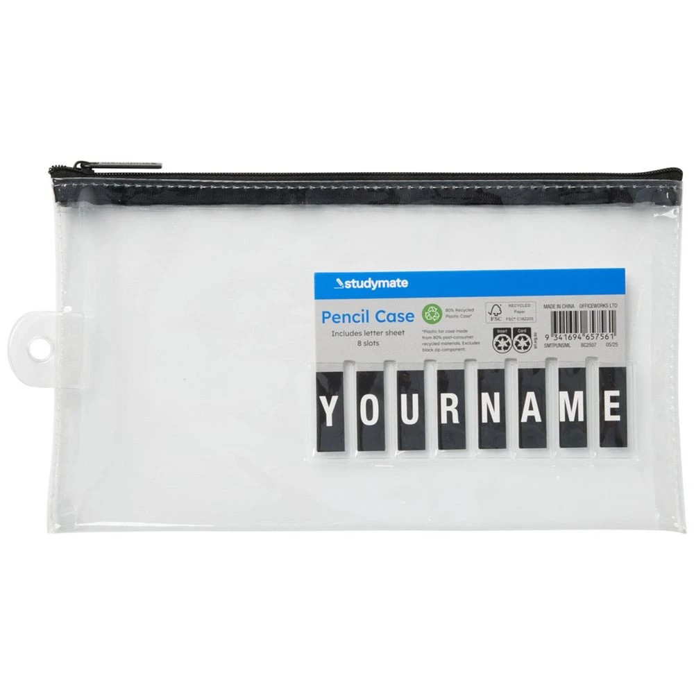 1 Studymate TPU Name Pencil Case Small Clear, 1 of 5
