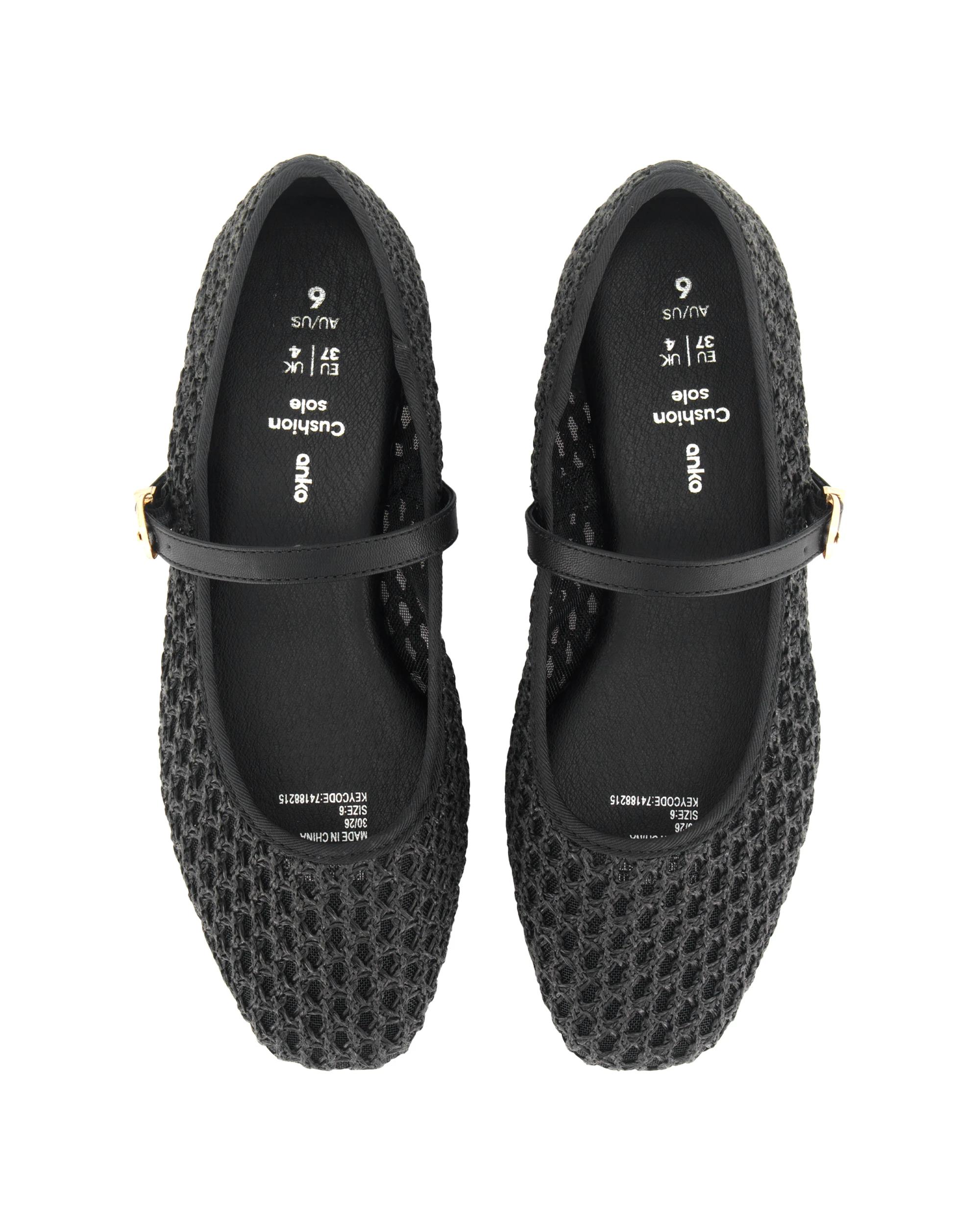 2 Point Toe Woven Ballet Slingback Flats Black, 2 of 3