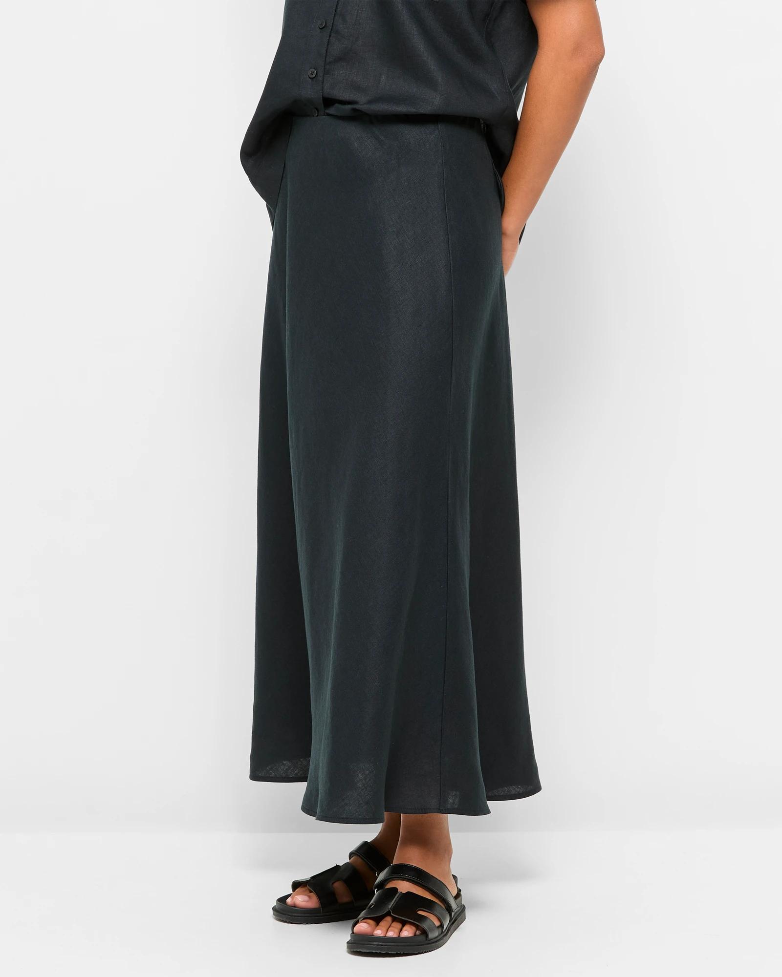 3 Target European Linen Bias Cut Midi Skirt BLACK, 3 of 5