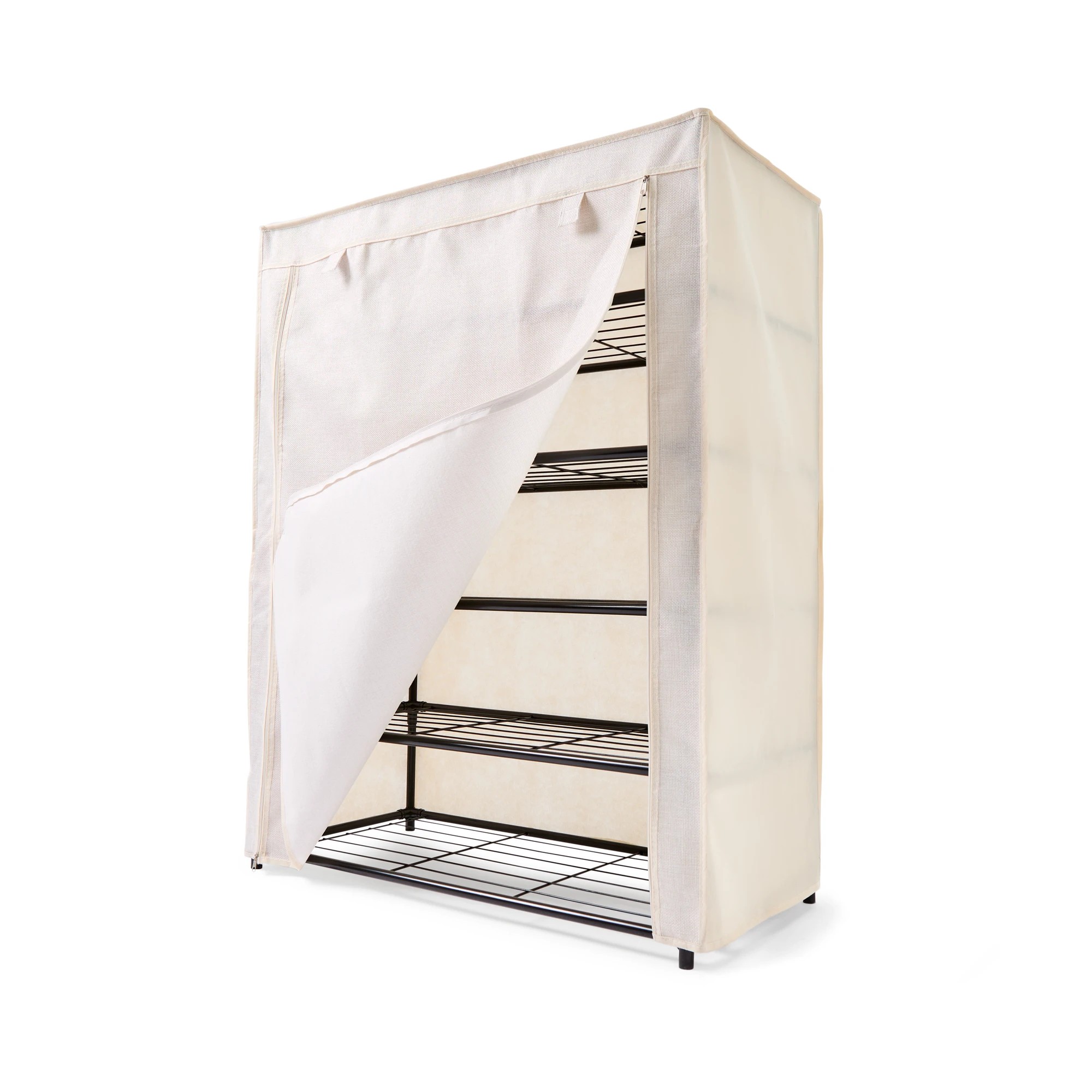 8 Linen Look Covered Shoe Rack, 8 of 10