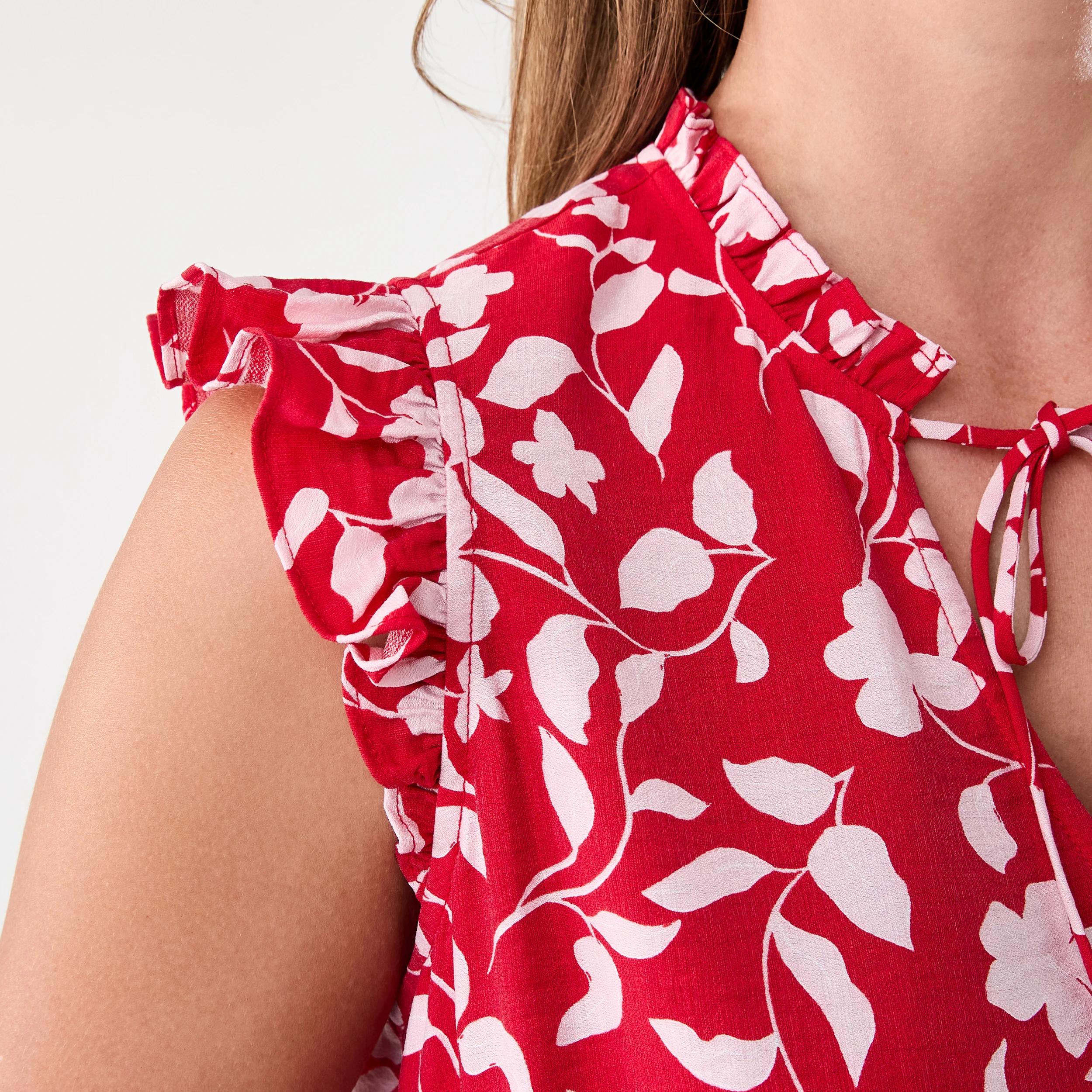 6 Sleeveless Frill Tiered Mini Dress Red Flrl, 6 of 8