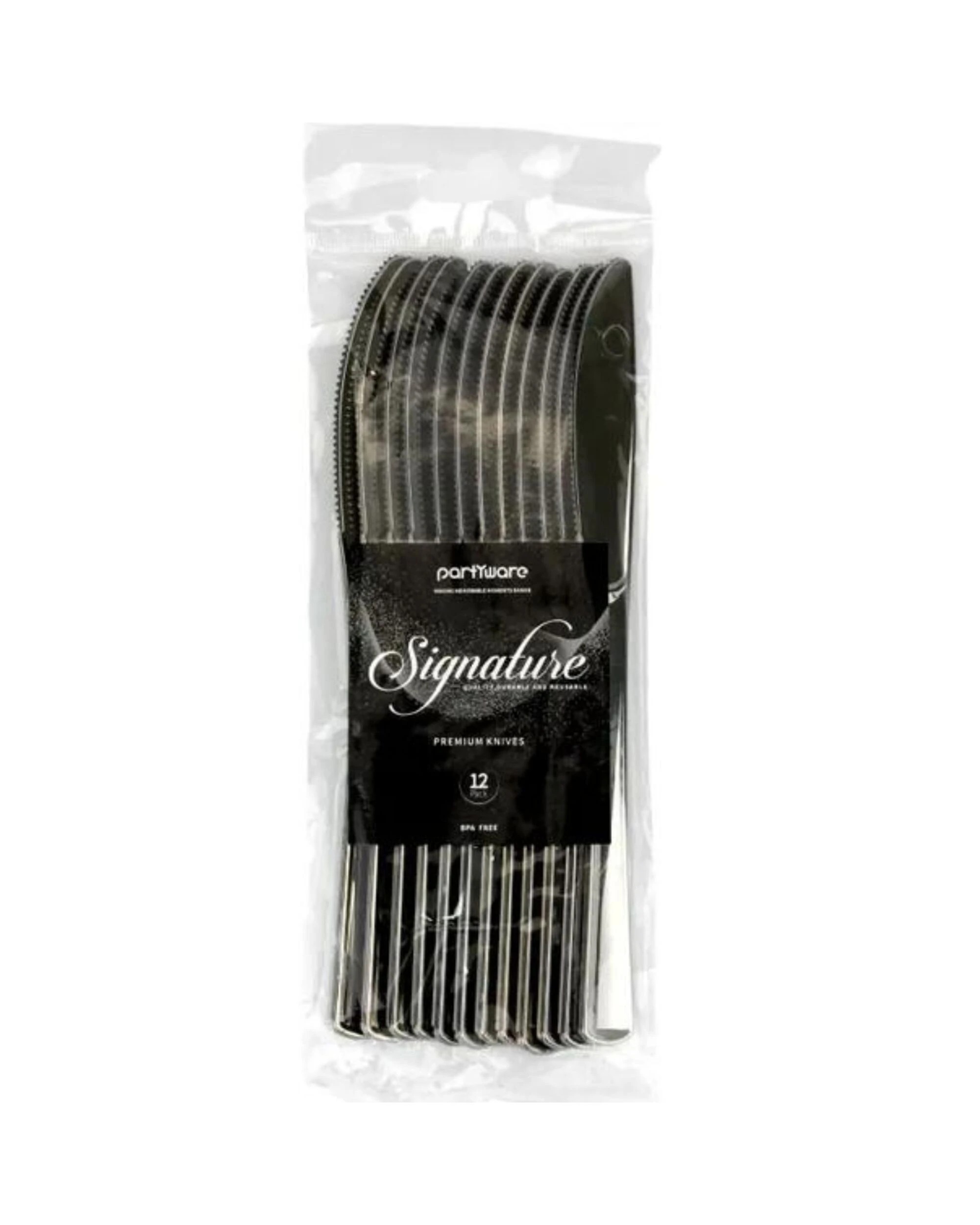 2 Partyware Stainless Steel Look Reusable Plastic Knives Pack Of 12 - Silver, 2 of 2