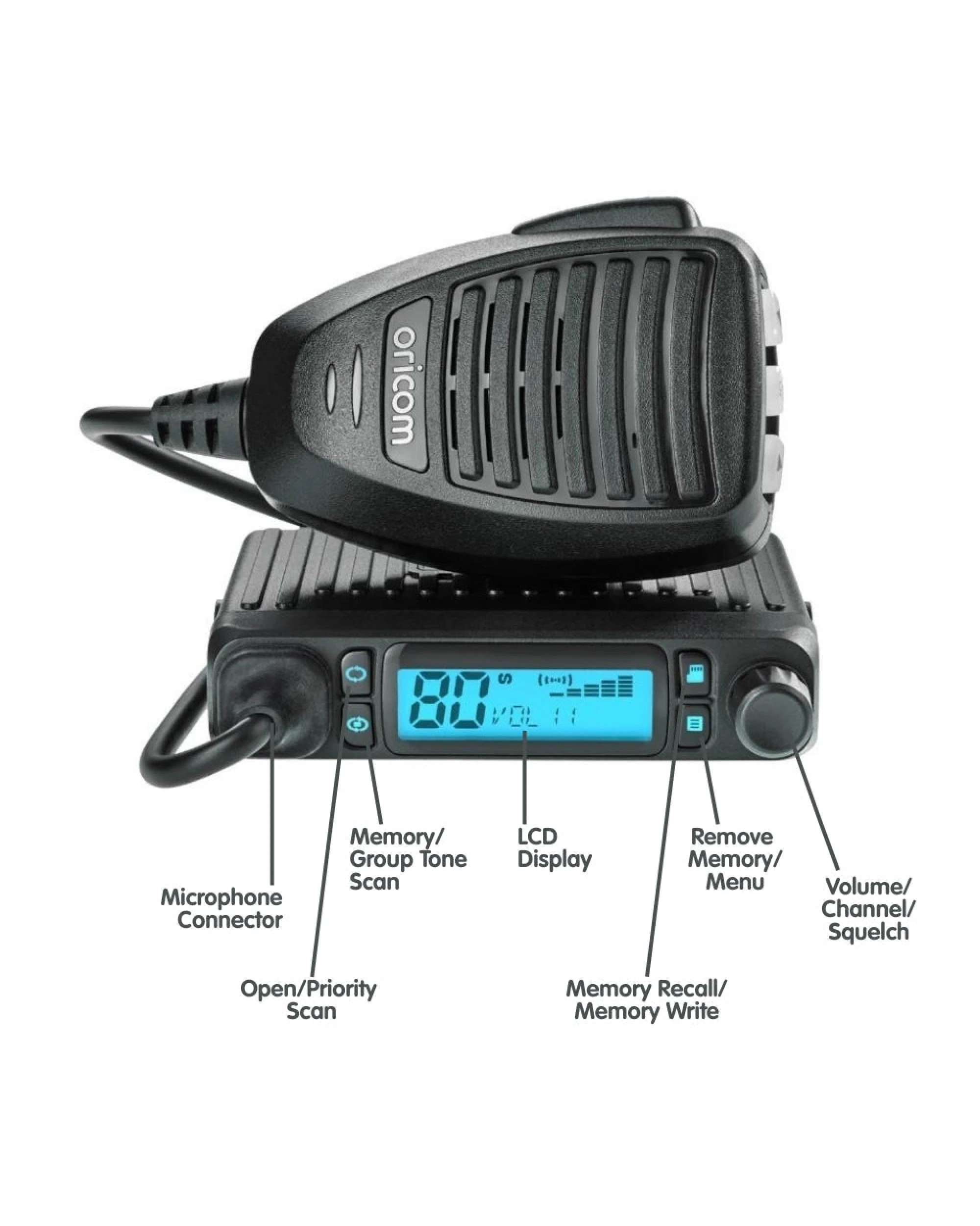 3 Oricom DTX4300 IP54 Micro Size 5 Watt UHF CB Radio and ANU216 6.5dBi Antenna - Black, 3 of 10